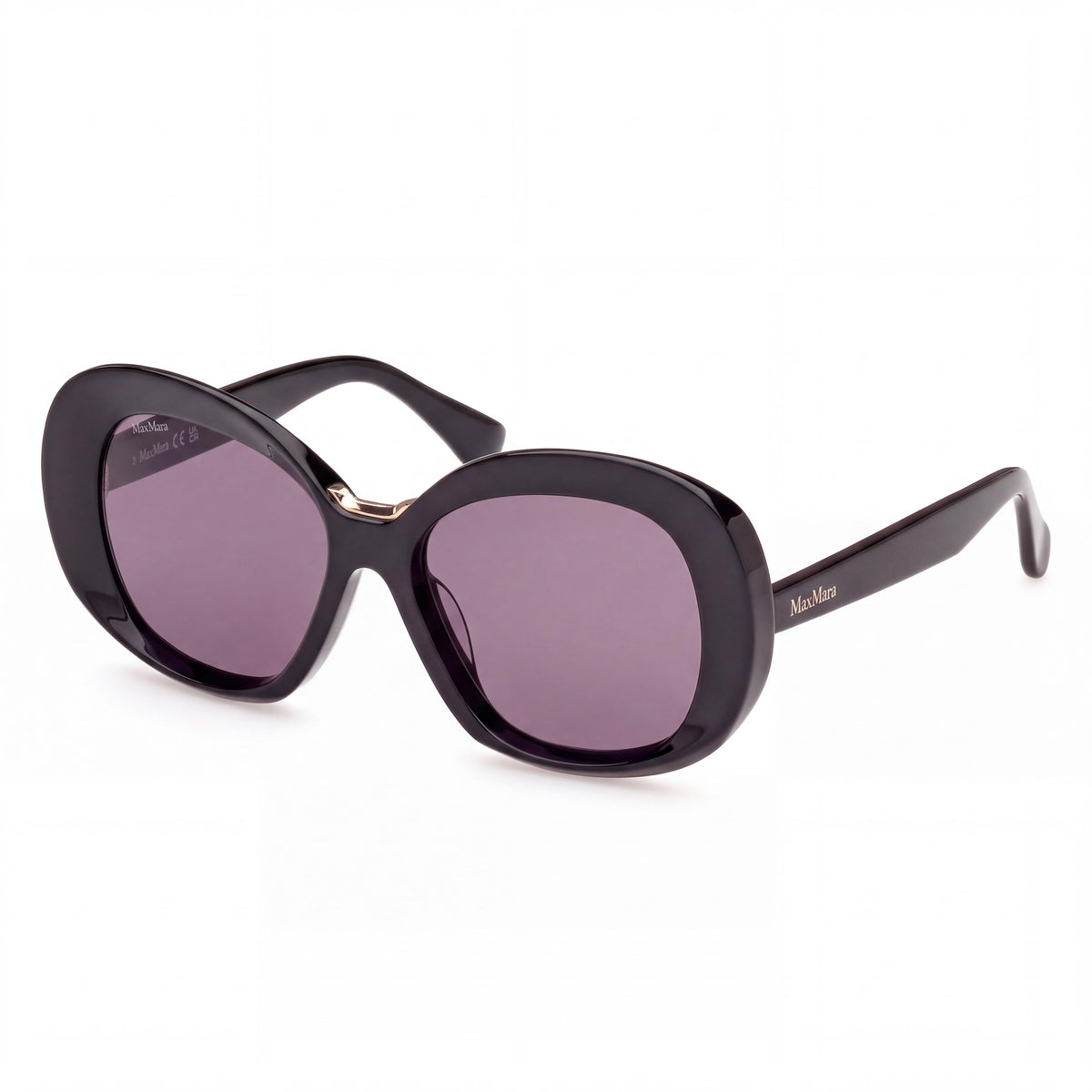 Gafas MaxMara Clásico para mujer con montura de acetato negro brillante y lentes de plástico negro brillante (ancho de lente de 55 mm), Photo 1