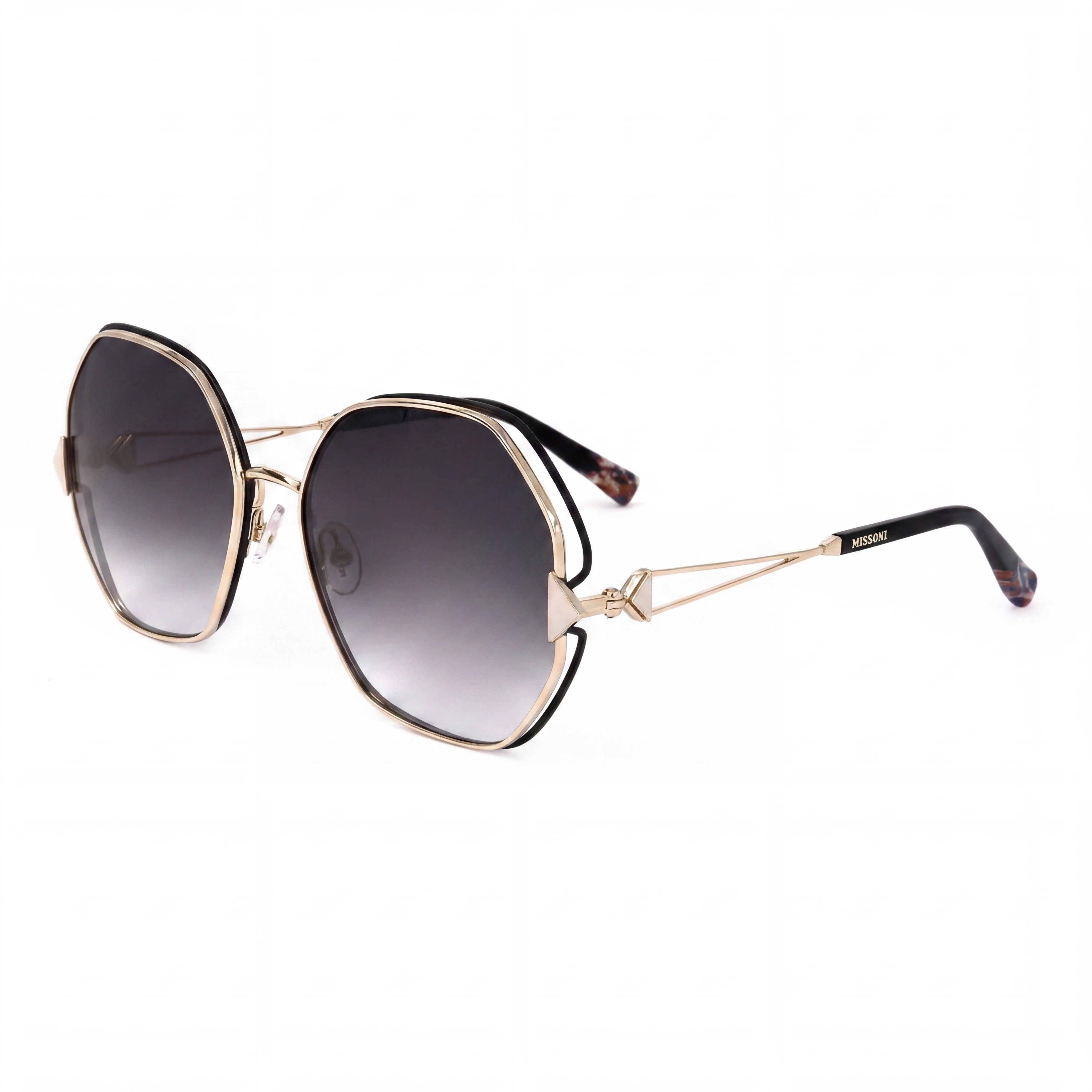 M Missoni Modern Women's Gold Black Grey Shaded Alloy Steel Sunglasses 100% UV Protection 59mm, Photo 1