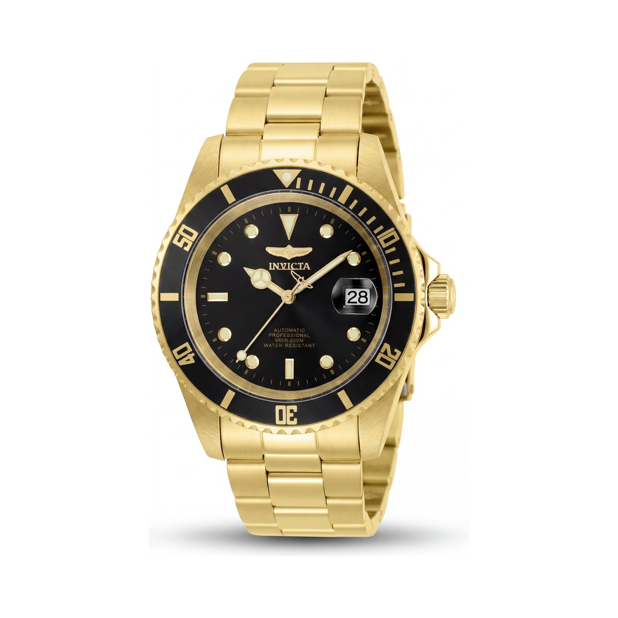 Invicta Pro Diver 8929OBXL Reloj automático para hombre, con pulsera de acero inoxidable dorada y negra, y esfera negra de 43 mm, Photo 1