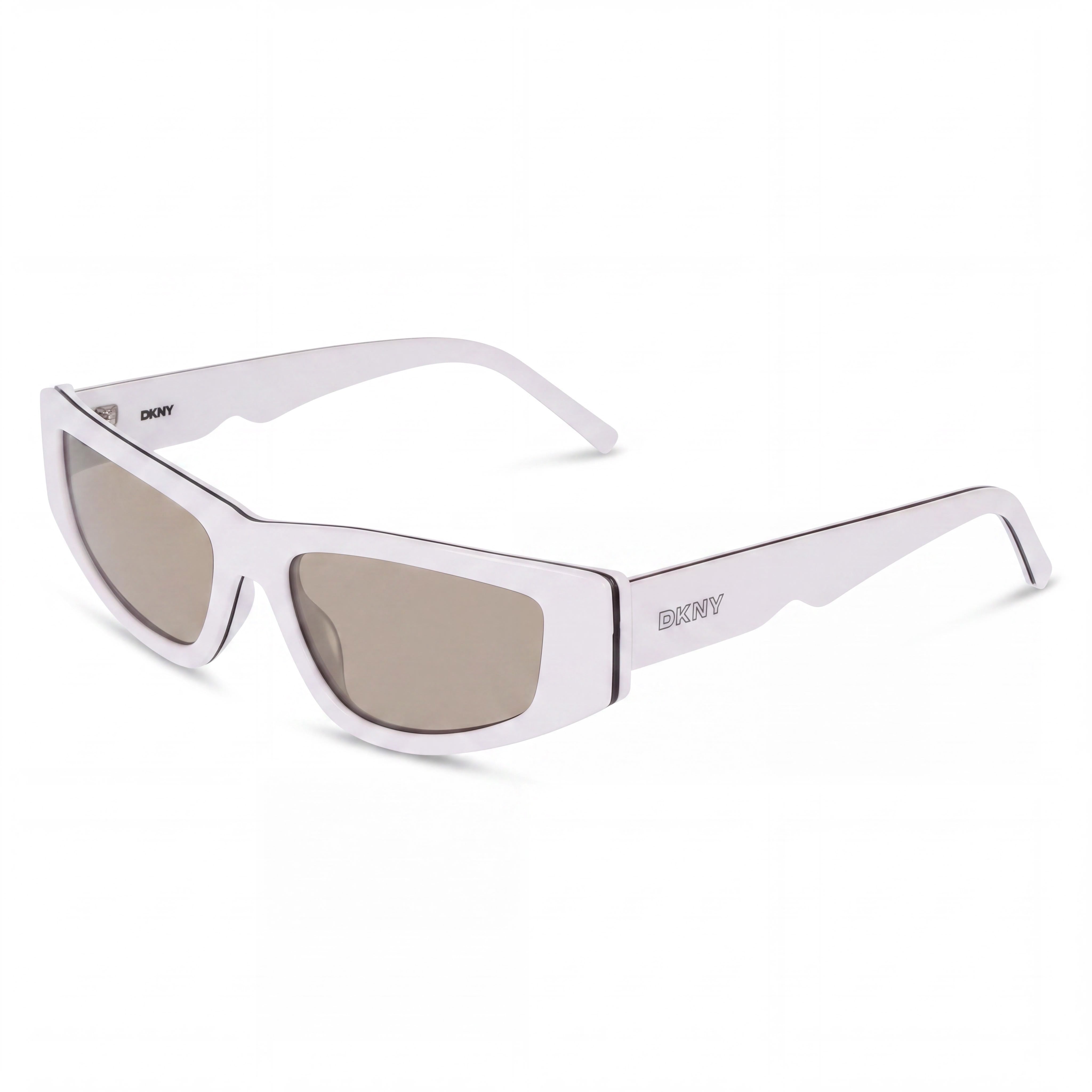 DKNY Women's Classic White Acetate Smoke Silver Flash Sunglasses 100% UV Protection 55-17-140, Photo 1