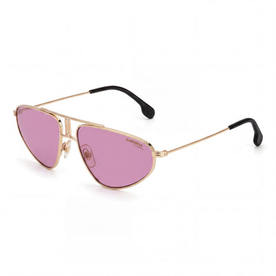 Carrera 1021/S Women's Gold Metal Pilot Sunglasses with Purple Lenses, UV Protection, 58mm