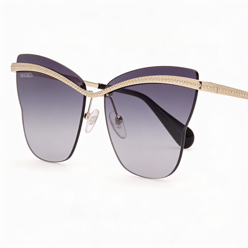 Max & Co. Modern Women's Metal Sunglasses, Gold Frame, Gradient Smoke Plastic Lenses, 60mm Lens Width