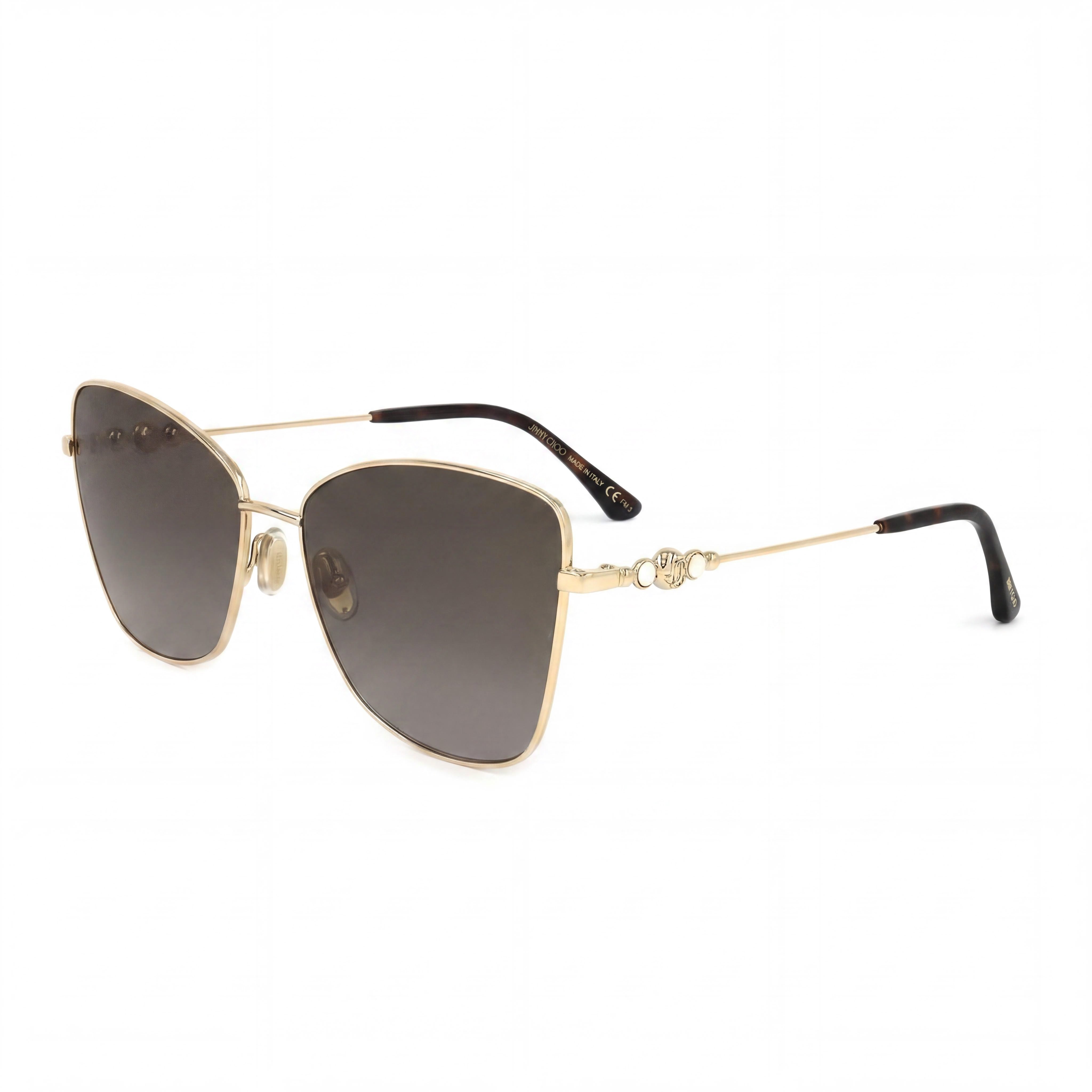 JIMMY CHOO Gafas de Sol Clásicas para Mujer de Acetato Oro Rosado 100% Protección UV Ancho de Lente 7mm Ancho de Puente 1mm Longitud de Patilla 4mm, Photo 1