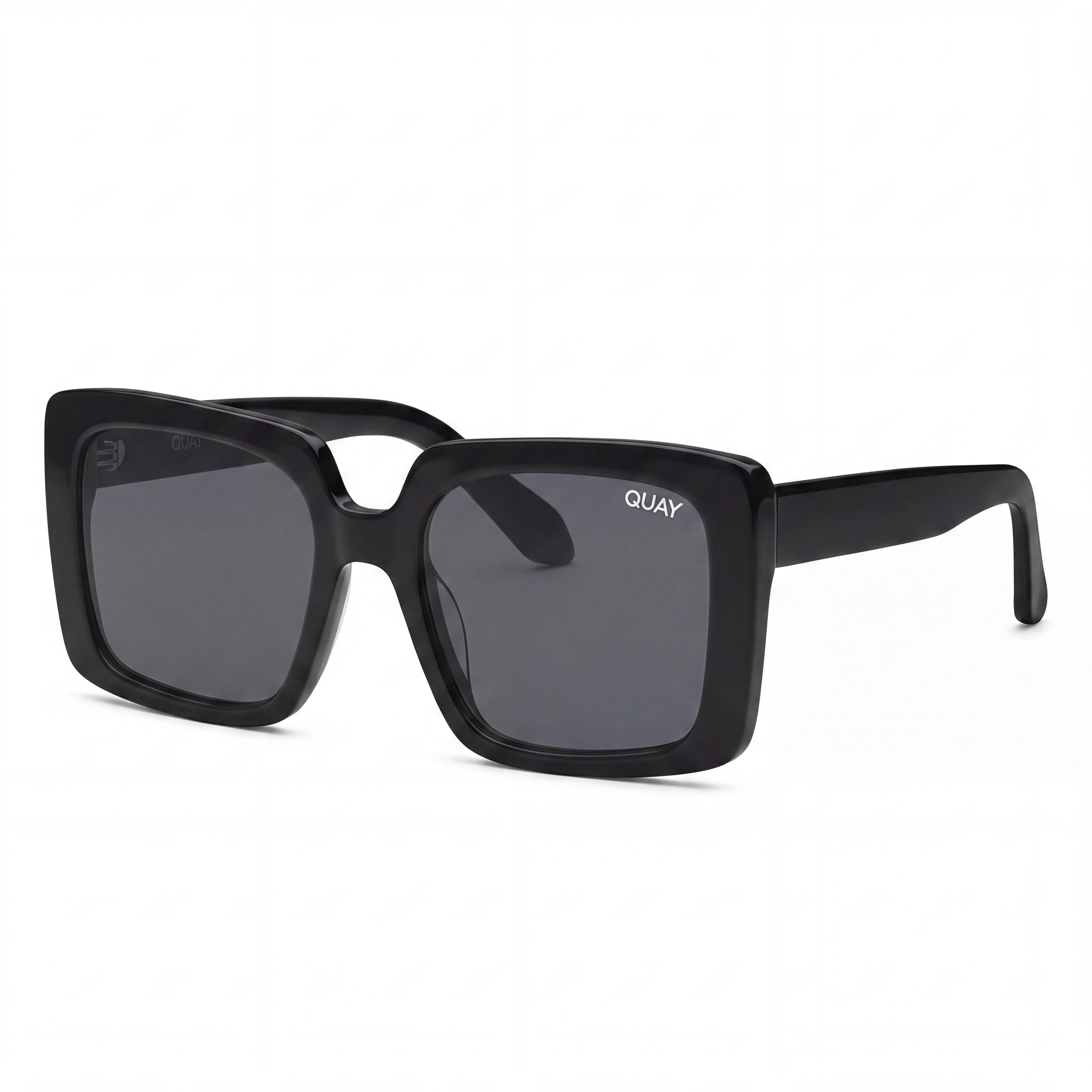 QUAY AUSTRALIA TOTAL VIBE Unisex Injection Black Frame Smoke Lens Non-Polarized Sunglasses 56mm, Photo 1