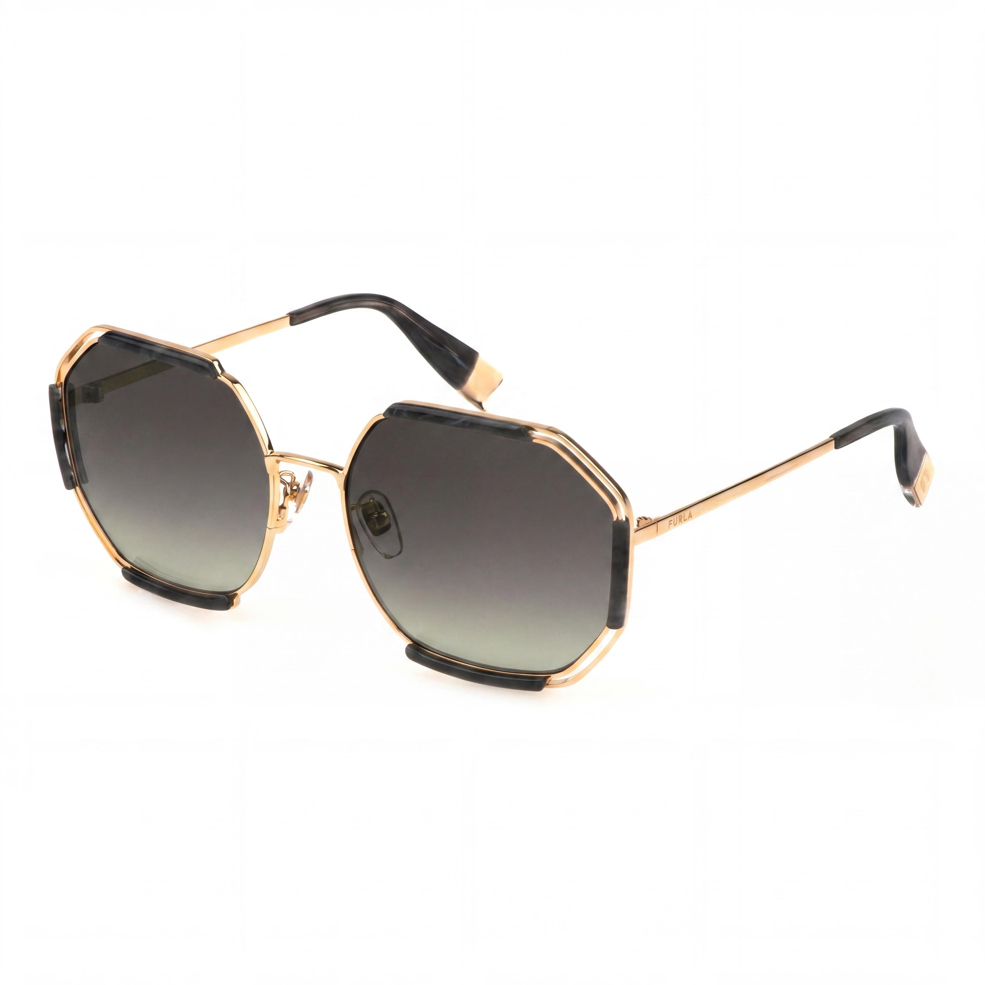 Furla Sfu785 Women's Stainless Steel Rose Gold Frame Smoke Gradient Lens UV 400 Sunglasses 61-18-140, Photo 1