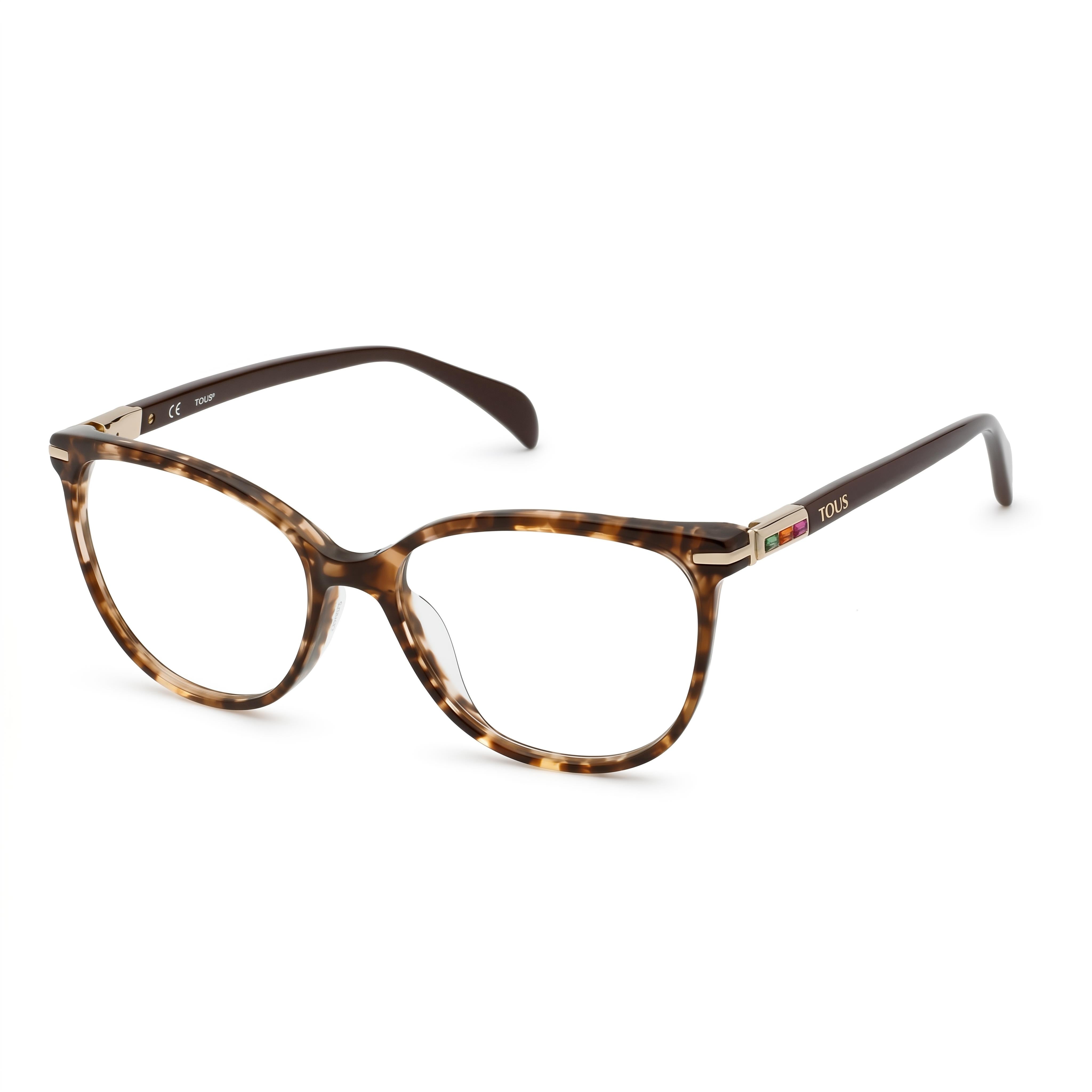 Montura de acetato TOUS Classic para mujer en color Havana marrón transparente con lentes de 53 mm, puente de 16 mm y patillas de 135 mm, Photo 1