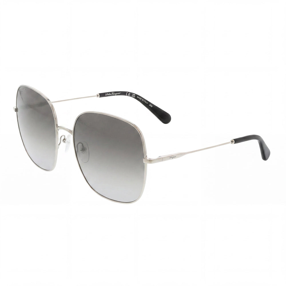 Salvatore Ferragamo Classic Women's Silver Plastic Grey Gradient UV Protection Sunglasses Lens 59mm