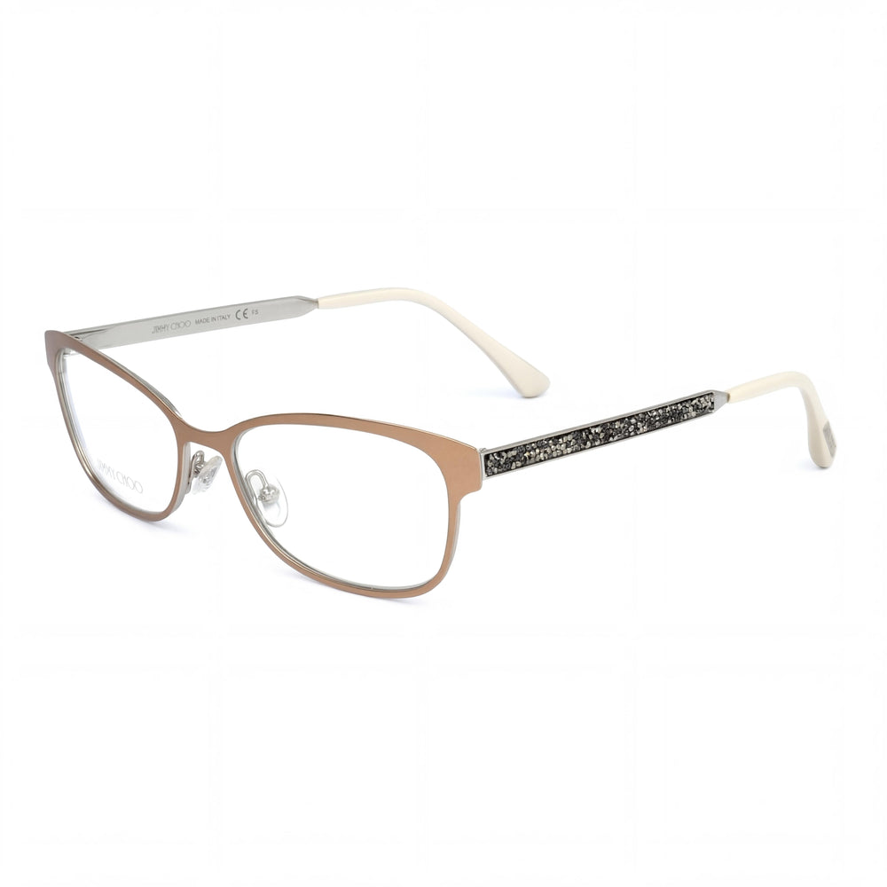 JIMMY CHOO JC203 VZH Gafas de sol ovaladas de acero inoxidable con montura completa para mujer, bronce mate, 54 mm