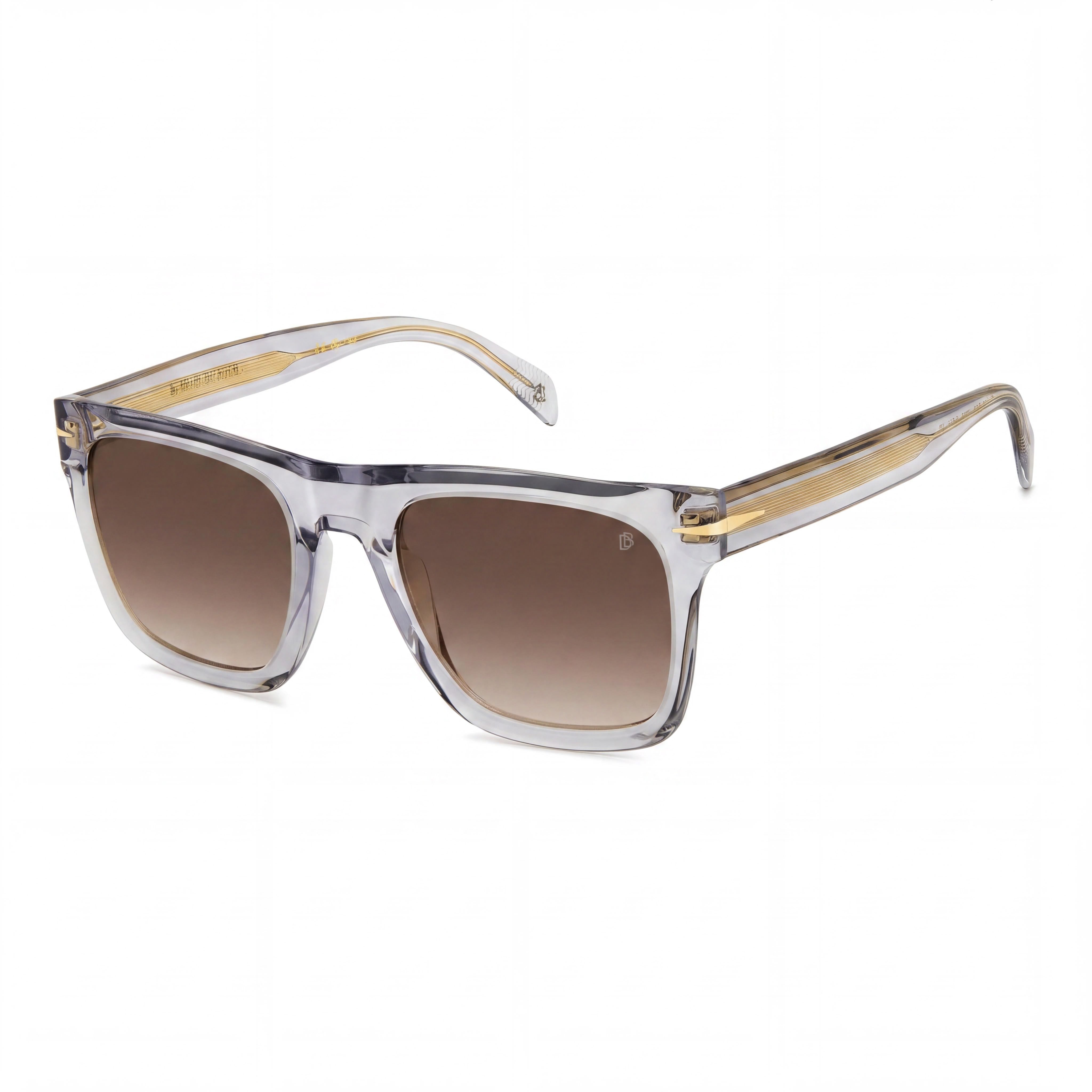 Beckham Modern Men's Acetate Crystal Grey Sunglasses with Brown Shaded Polycarbonate Lenses and UV Protection 54mm, Photo 1