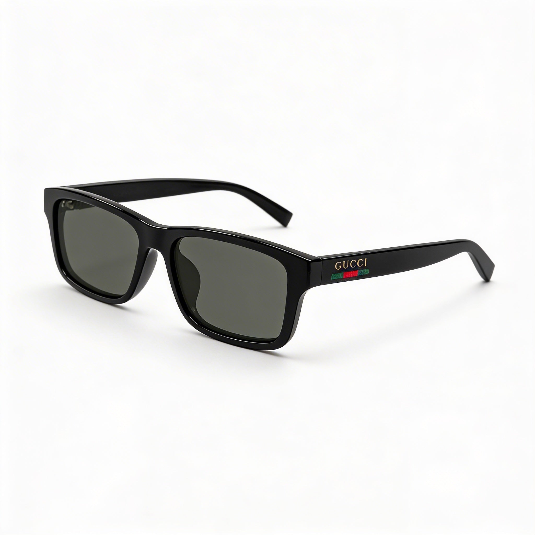 Gafas de sol unisex modernas Gucci con montura negra y lentes negras, puente 18 mm, patillas 145 mm, Photo 1