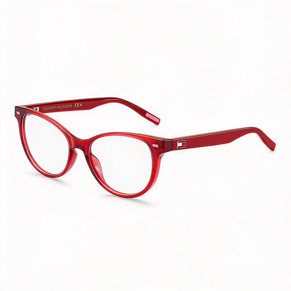 Tommy Hilfiger Modern Women’s Injected Red Glitter Frame, Polycarbonate Non-Polarized Lenses Sunglasses 48mm
