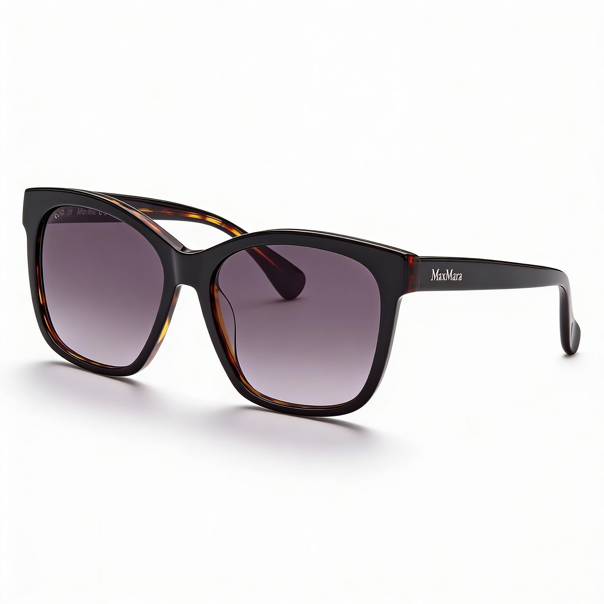 Gafas de sol casuales MaxMara para mujer, montura de acetato negro, lentes ahumadas degradadas, protección UV, 56 mm, Photo 1