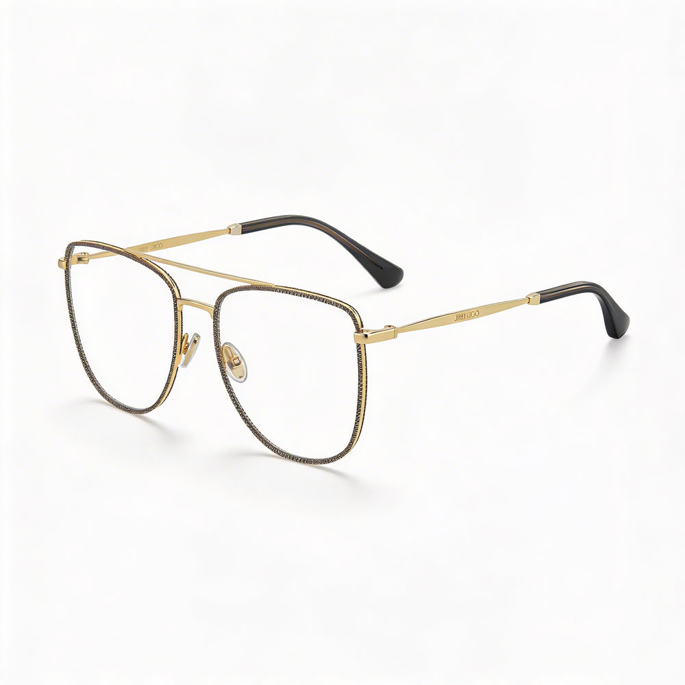 Gafas de sol Jimmy Choo para mujer, cuadradas, de metal brillante en oro rosa y policarbonato, 53 mm