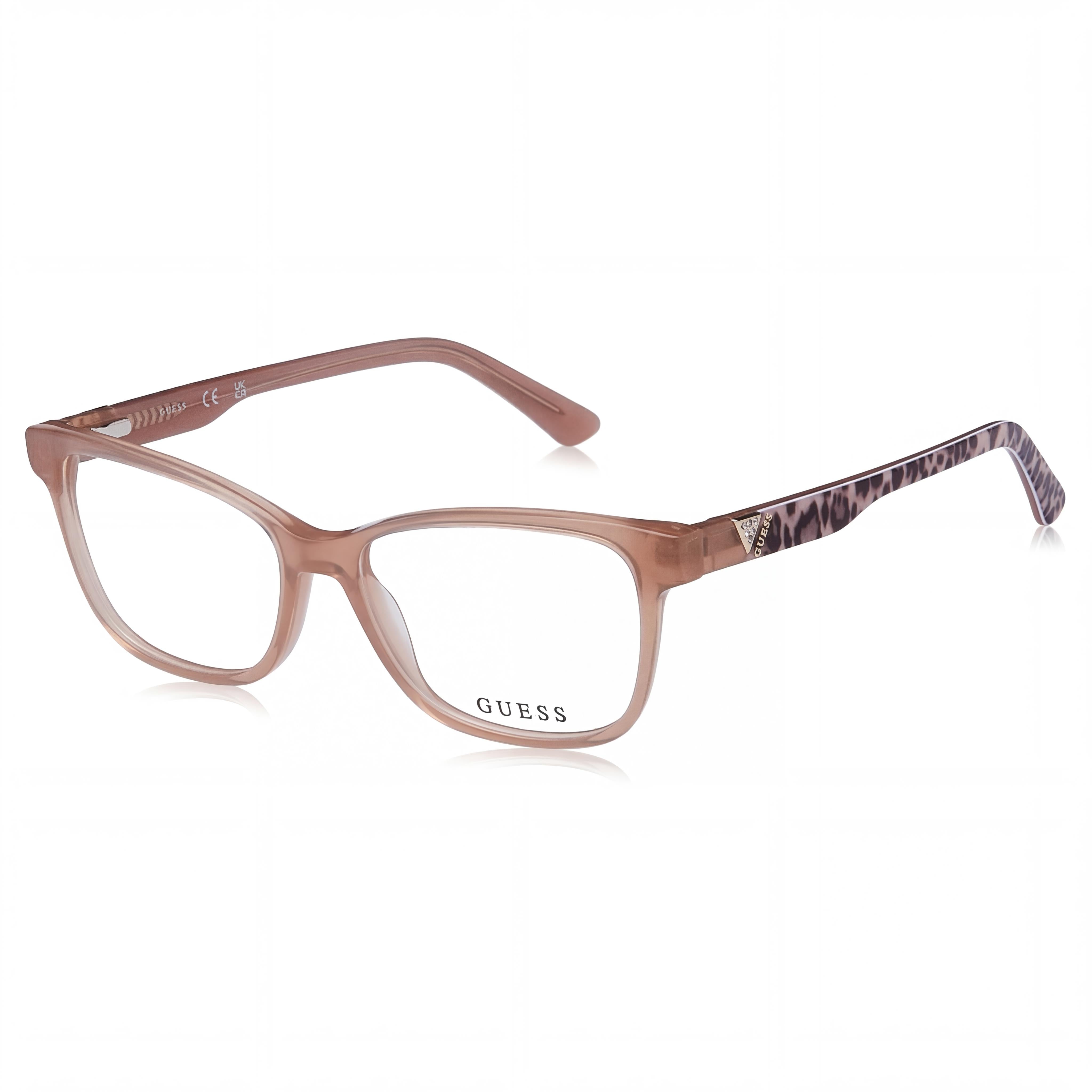 GUESS Casual Women's Sunglasses featuring a Shiny Beige Plastic Frame, offering a 52mm lens width, Photo 1