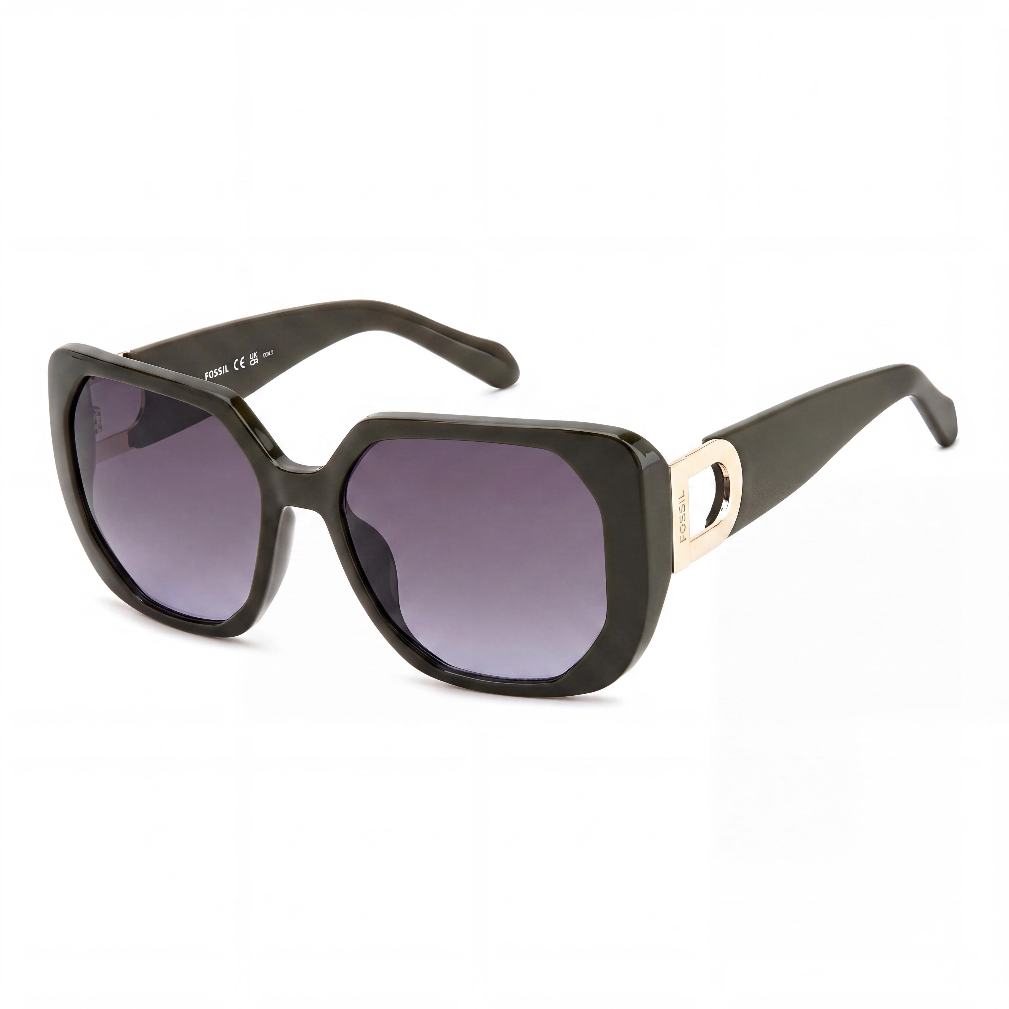 Fossil Fos 2136/S Women's Olive Green CELLULOSE PROP. INJ Frame Dark Grey Shaded Non-Polarized Sunglasses 55mm, Photo 1