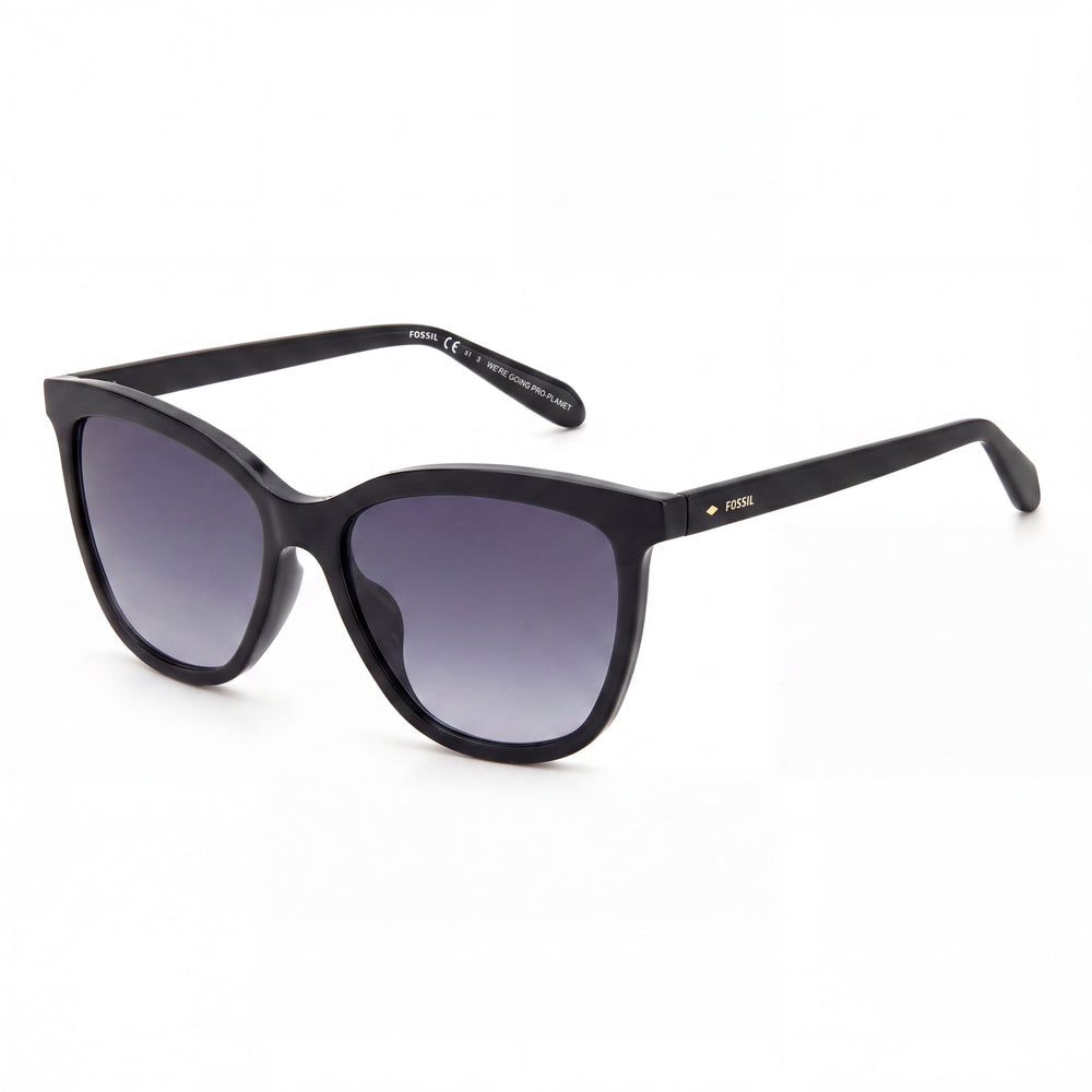 Gafas de sol Fossil Fos 2115/G/S con forma de ojo de gato para mujer, montura de POLIAMIDA ECO en negro/gris sombreado, lentes gris oscuro sombreado, protección UV, 56 mm
