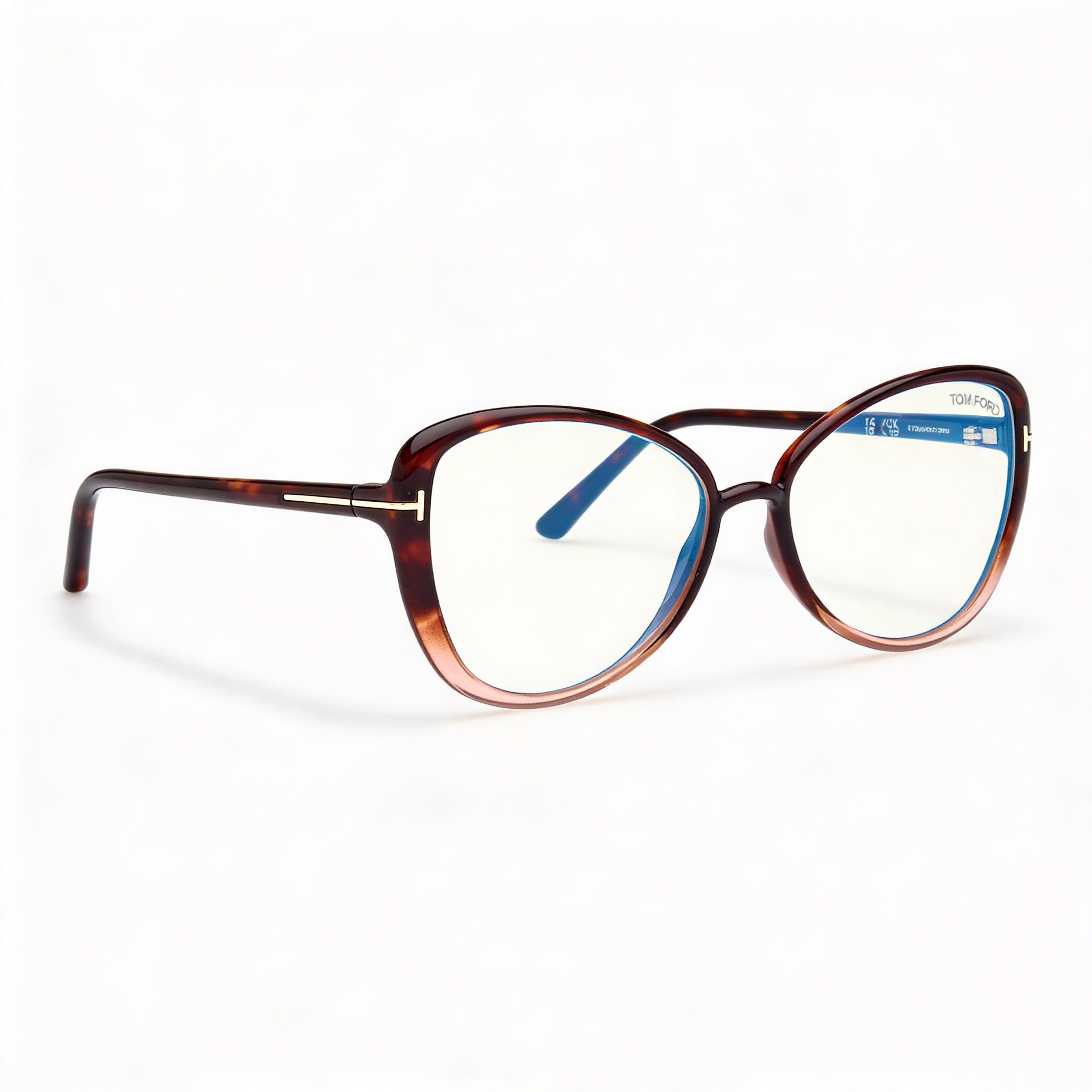 Gafas de vista Tom Ford FT5907-B BLUE BLOCK para mujer, color Havana, transparentes, graduadas (55-15-140), Photo 1
