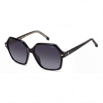 Gafas de sol Carrera 3026/S para mujer, marco de acero inoxidable negro, lentes gris oscuro degradado no polarizadas, 100% protección UV, 56 mm