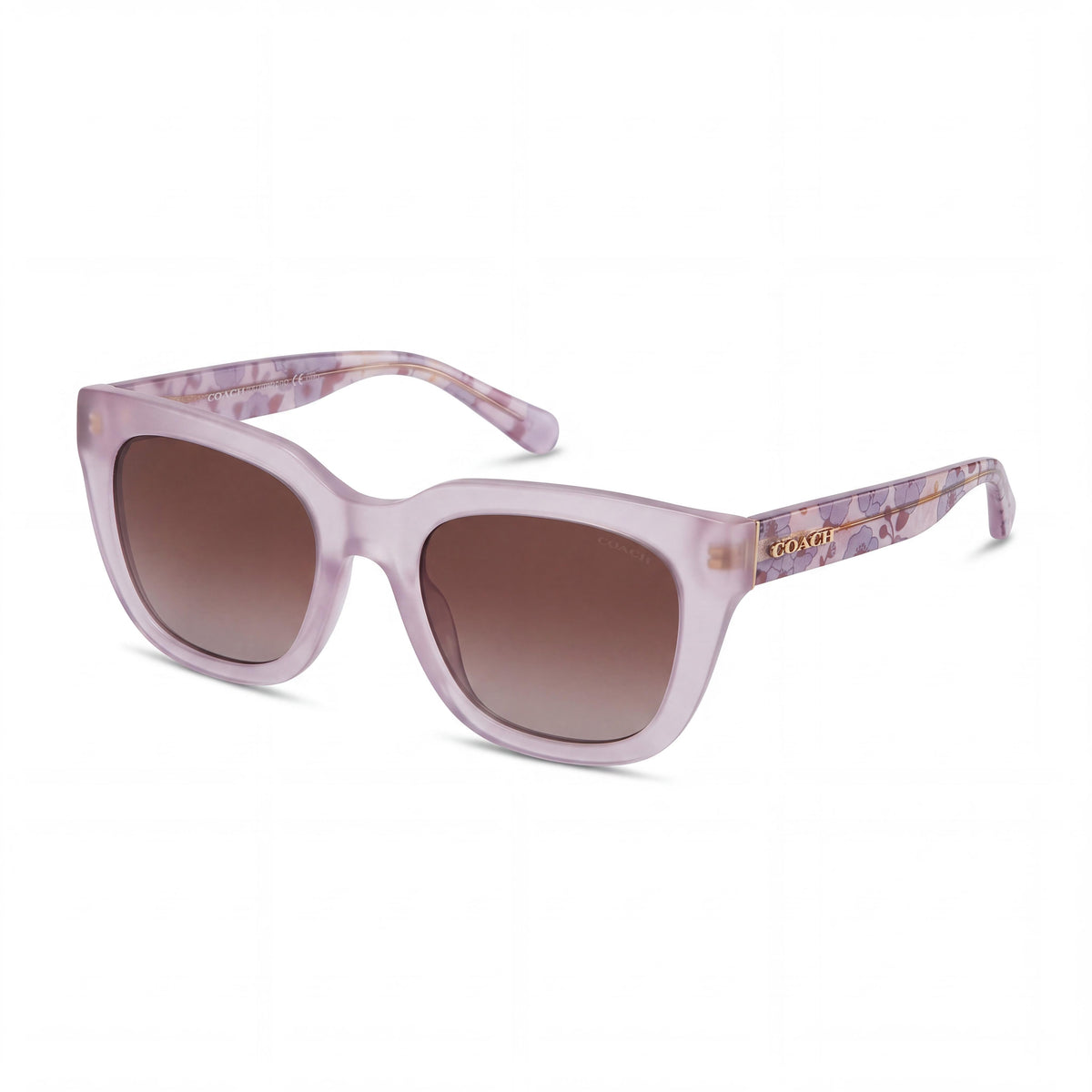 Gafas de sol cuadradas de plástico para mujer Coach 0HC8318, montura morada translúcida, lentes con degradado marrón y morado, protección UV, aptas para graduación, 52 mm, Photo 1
