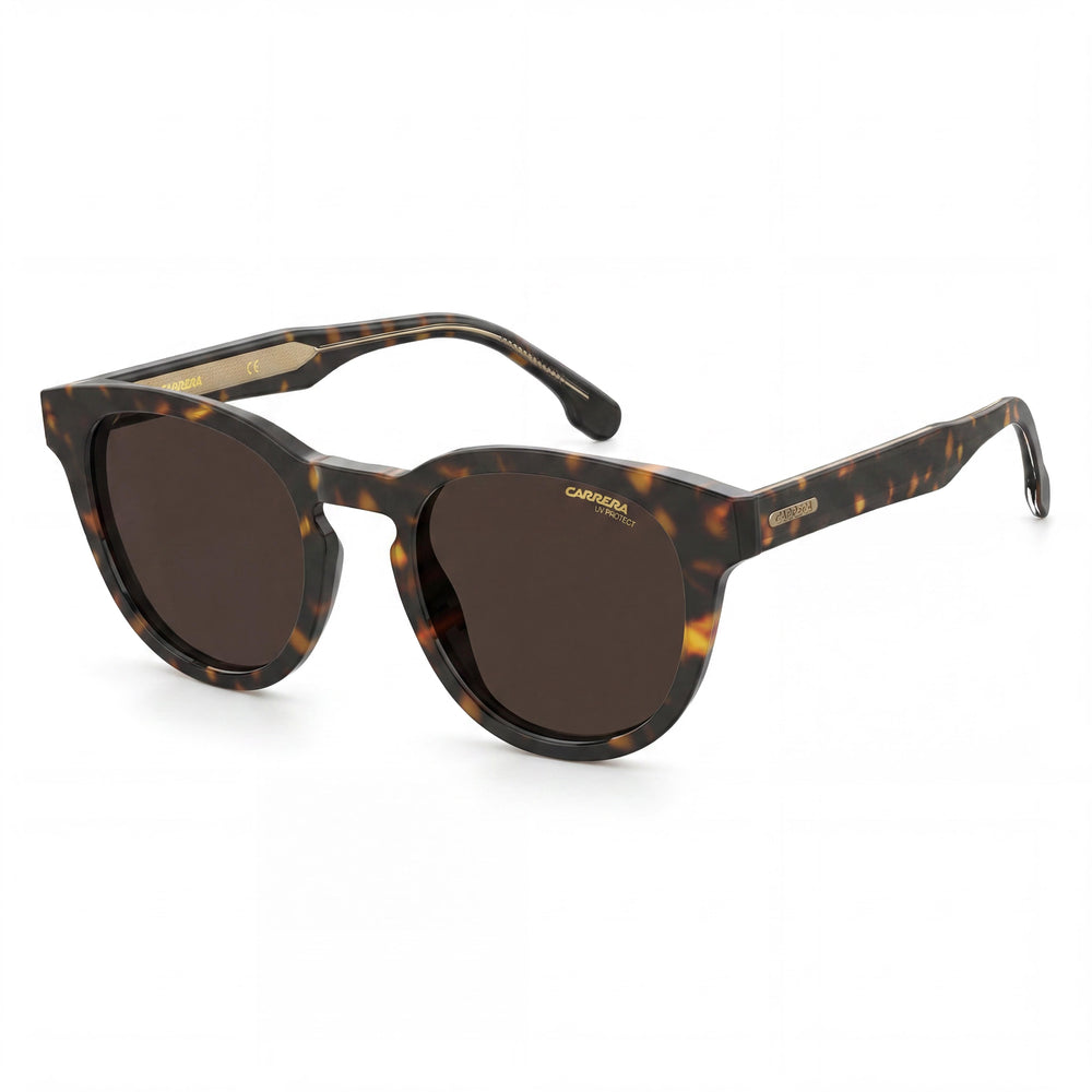 Carrera 252 Men's Plastic Oval Full Rim Sunglasses, Dark Havana Brown Frame, Brown Polycarbonate Lenses 50mm