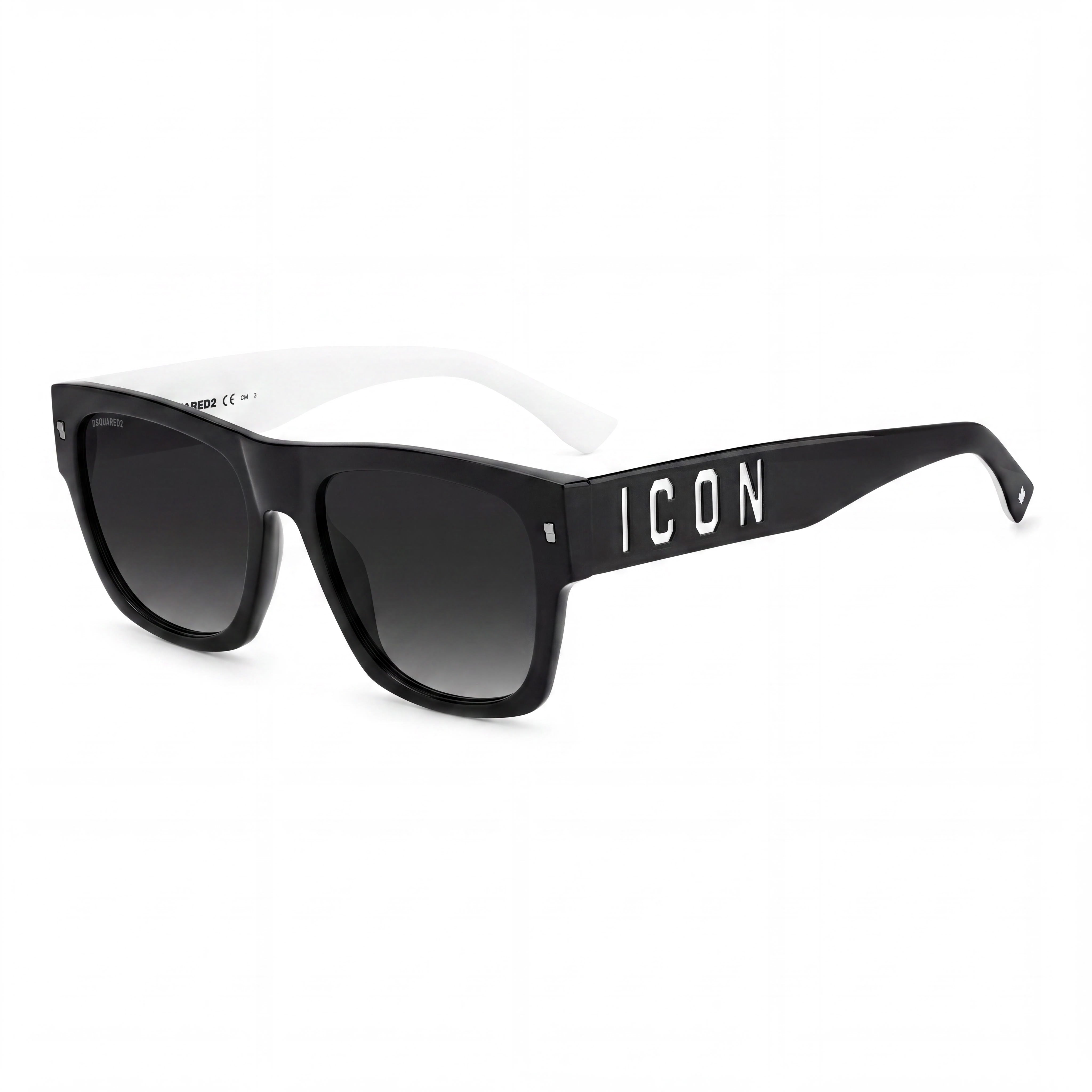 DSQUARED2 Icon 0004/s Classic Style Unisex Acetate Frame Polycarbonate Lens Black White UV Protective Sunglasses 55mm, Photo 1