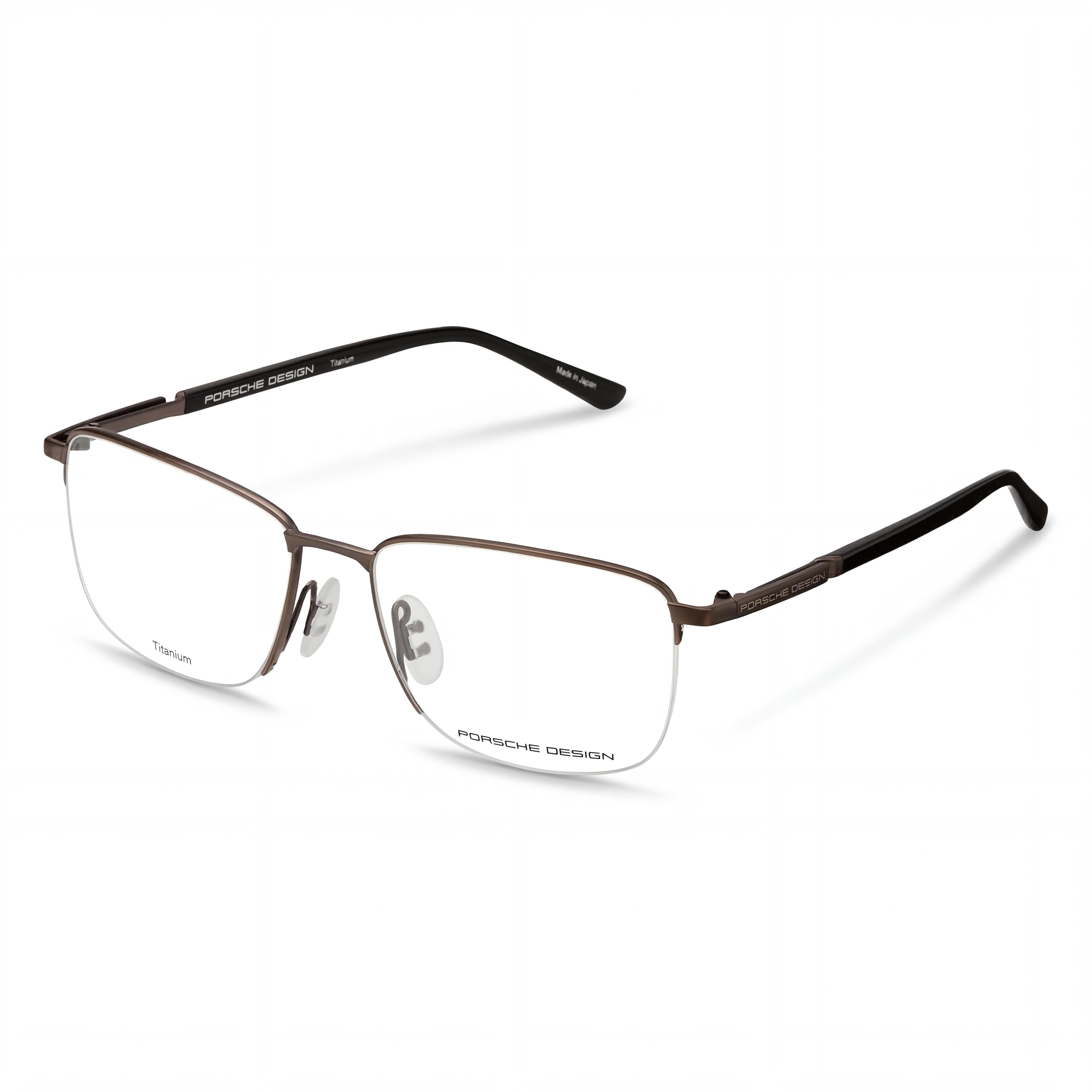Gafas Porsche Modern para hombre con montura de titanio y combinación de colores marrón y negro, ancho de lente de 56 mm, Photo 1