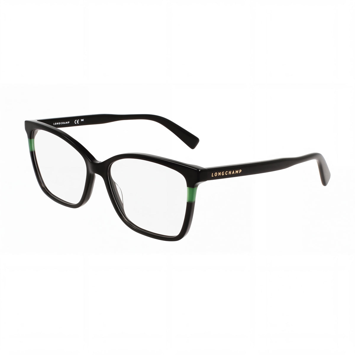 Gafas graduadas Longchamp casual para mujer con montura de acetato negro y lentes transparentes 55-15-140, Photo 1