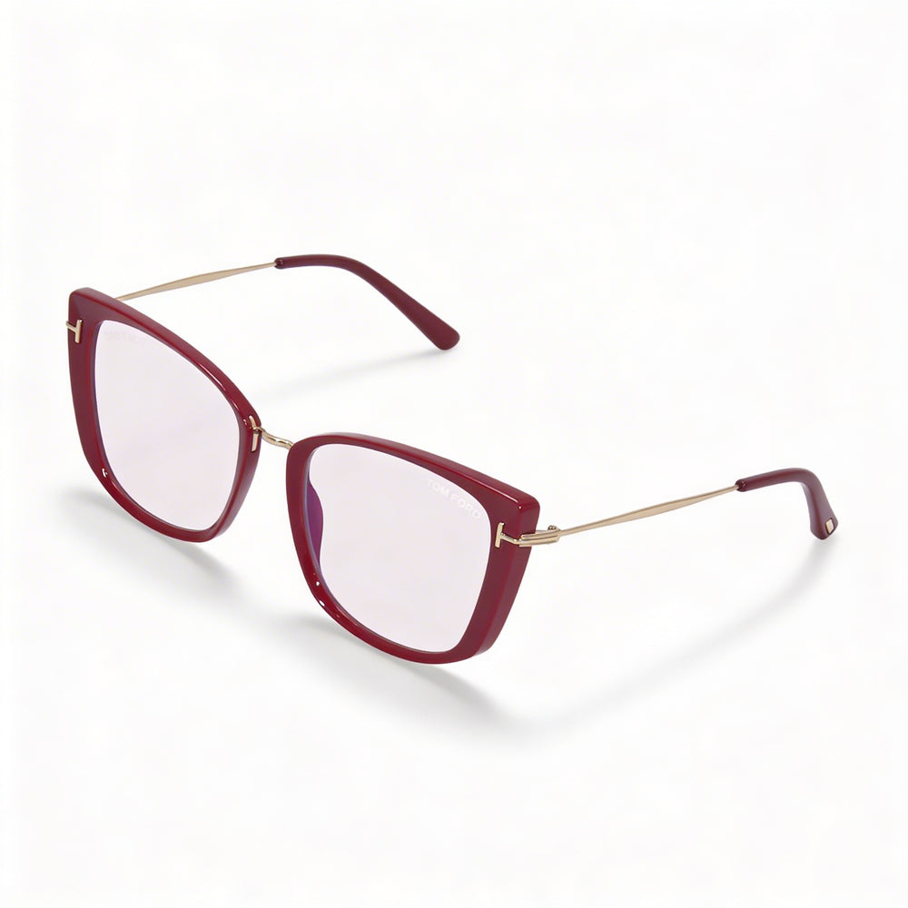Gafas de sol Tom Ford FT5816-B para mujer, de plástico, con montura de ojo de gato y bloqueo de luz azul, color fucsia brillante, oro rosa, 53 mm