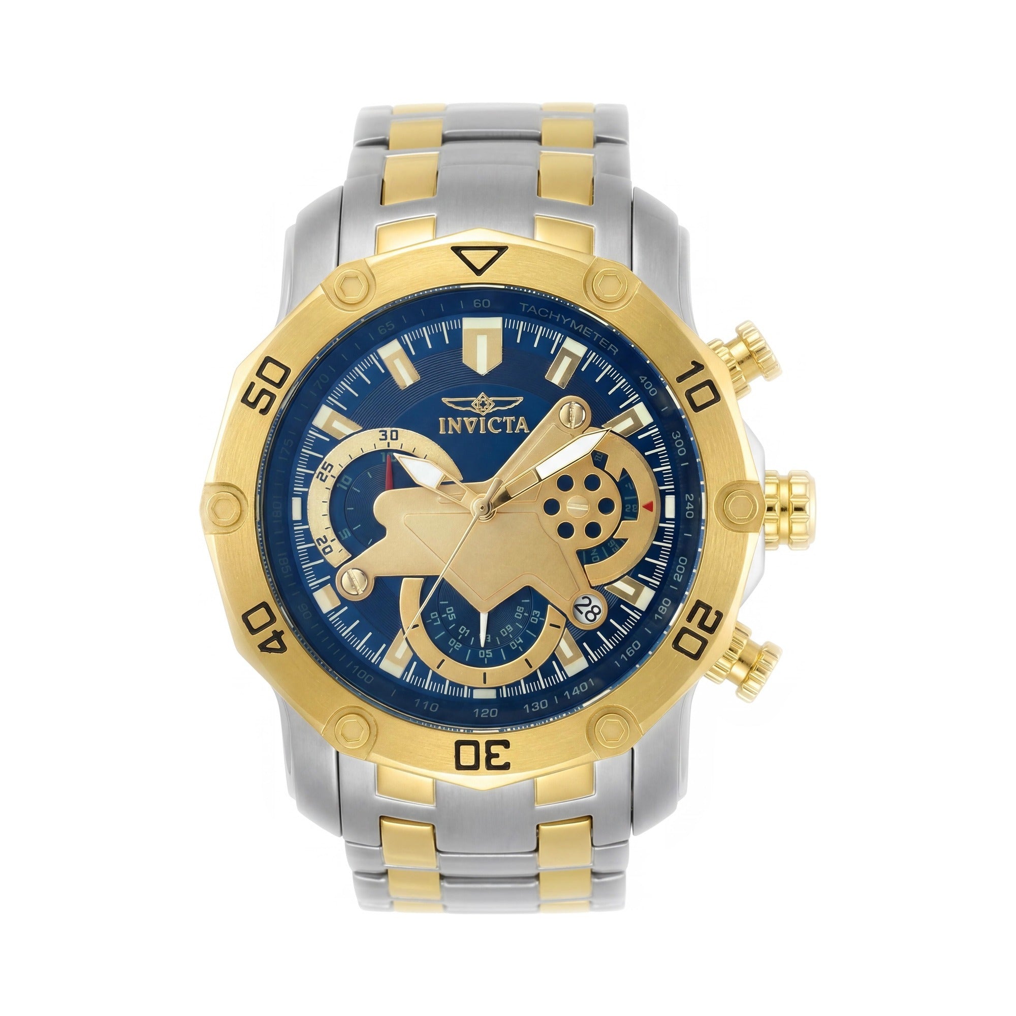 Reloj Invicta Pro Diver SCUBA con cronógrafo de cuarzo, acero inoxidable bicolor, esfera azul, resistente al agua hasta 100 m, caja de 50 mm., Photo 1