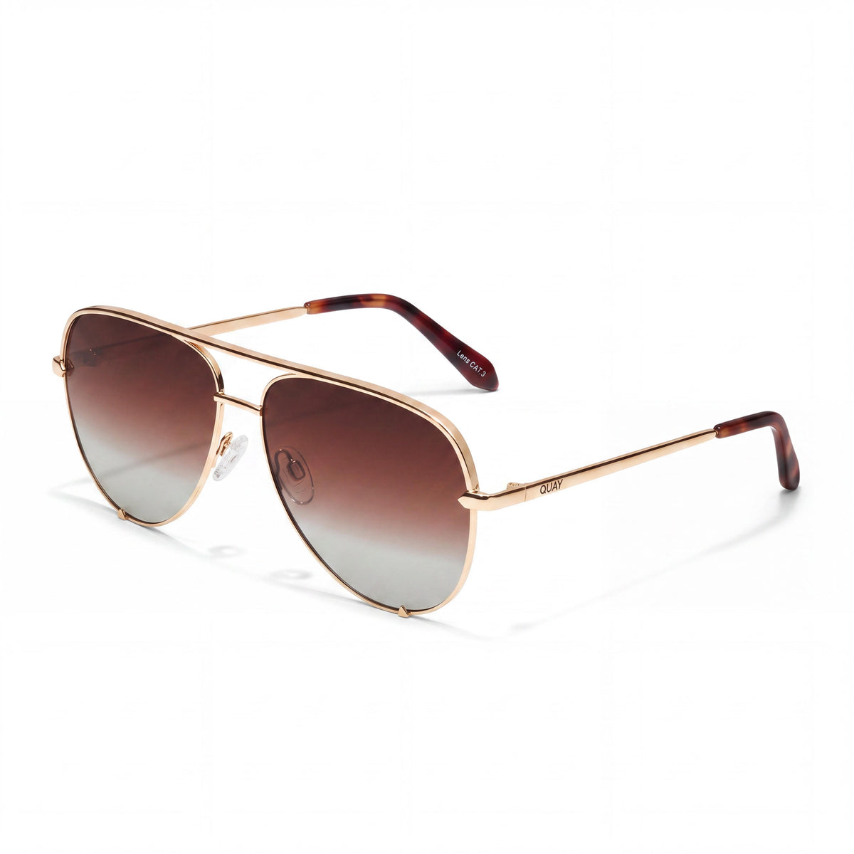 Gafas de sol polarizadas Quay Australia High Key Extra Large para mujer, montura metálica en color dorado y marrón degradado, lentes en color marrón degradado, protección UV, 64 mm, Photo 1