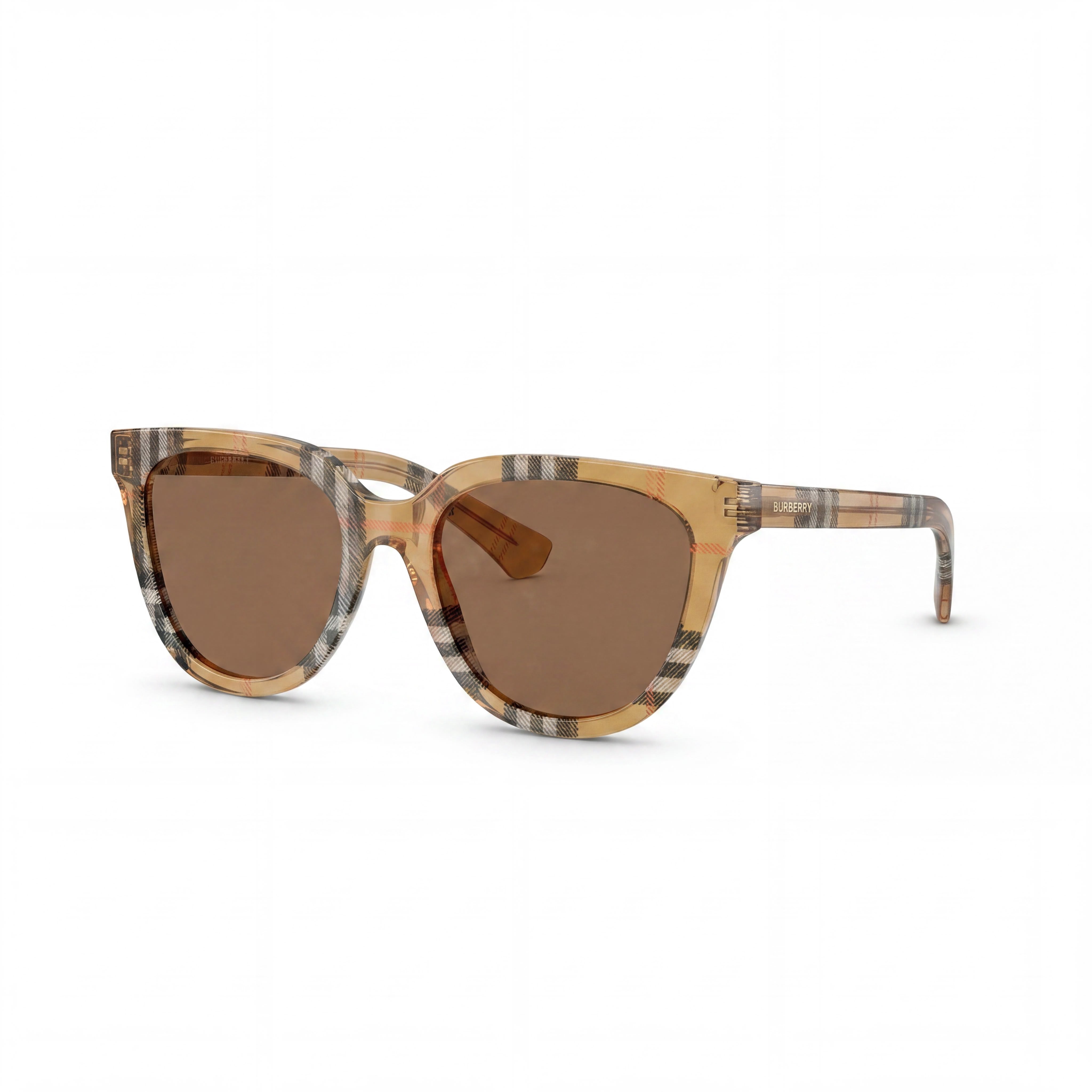Burberry Classic Gafas Unisex con Montura de Acetato No Polarizadas Cuadros Arena / Marrón Oscuro 53-18-140, Photo 1