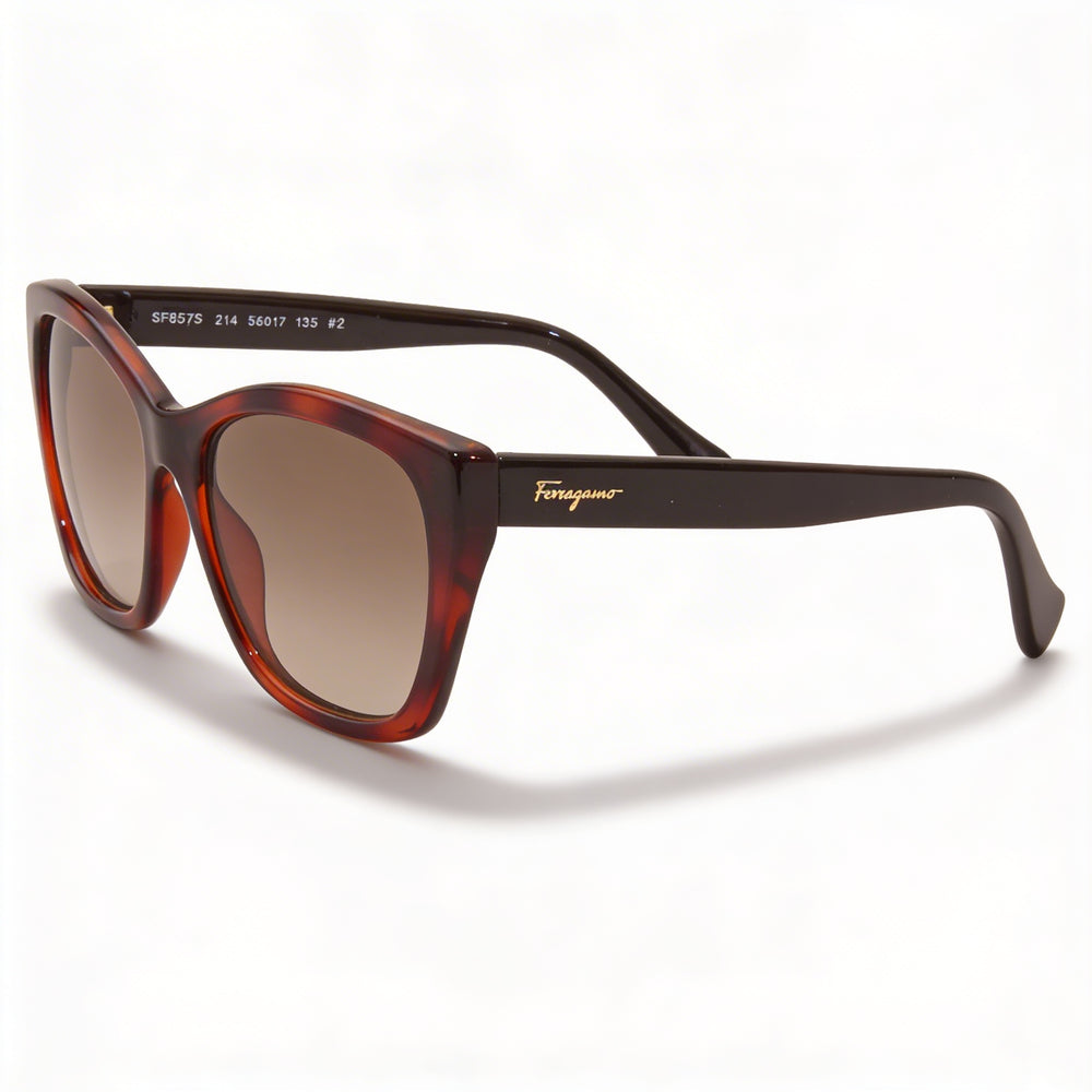 Salvatore Ferragamo SF957S Gafas de Sol Clásicas Ojo de Gato para Mujer, Montura Tortuga, Lente Marrón 56mm Protección UV