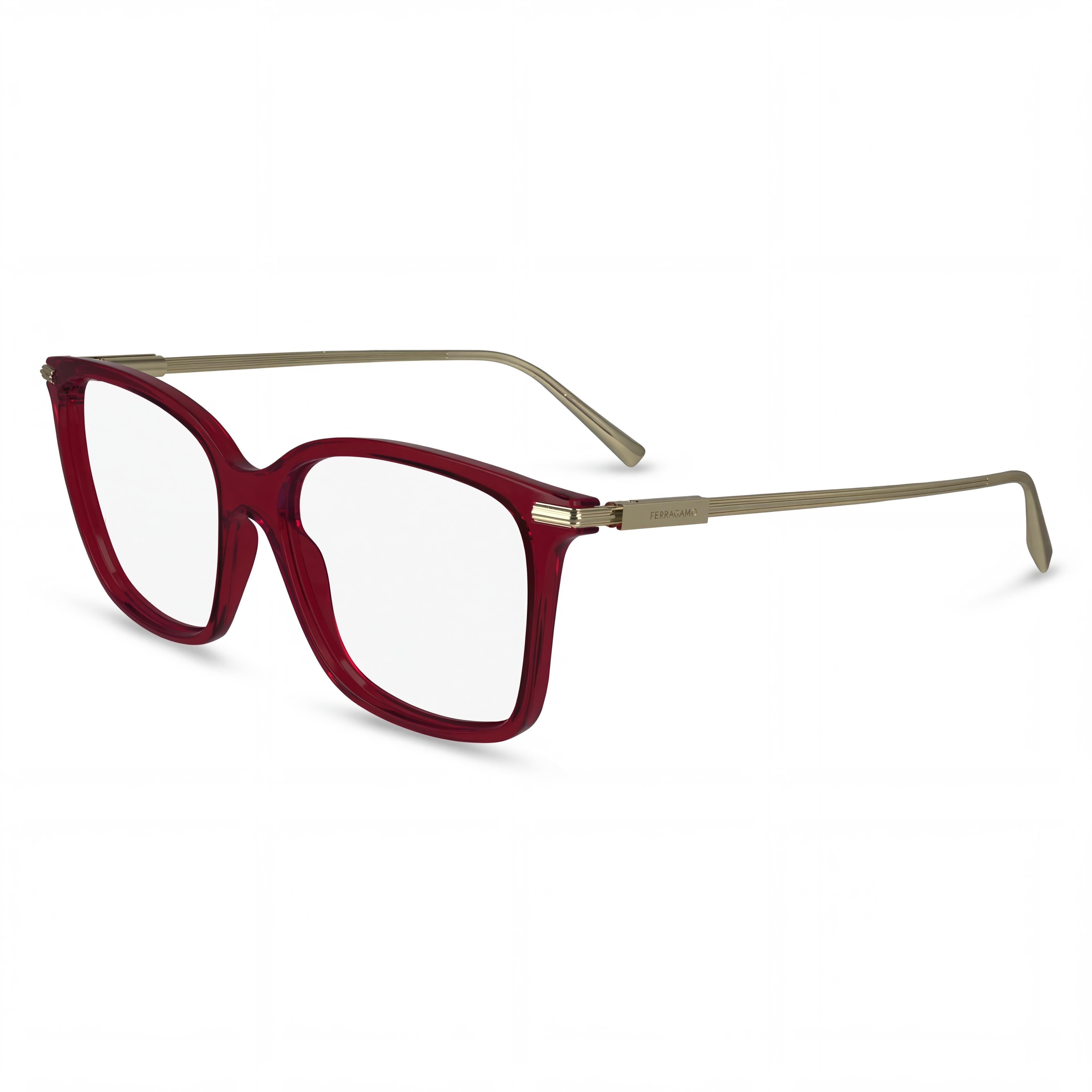Salvatore Ferragamo Sf2992 Men’s Transparent Burgundy Acetate Frame Eyewear with Lenses 53mm, Photo 1