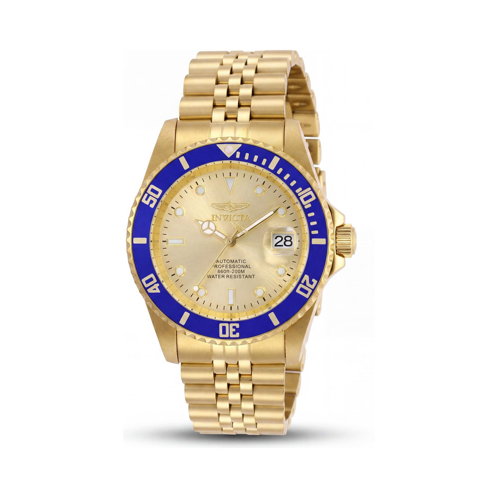 Invicta Pro Diver Bracelet Men's 42mm Automatic Gold Blue Stainless Steel Water Resistant Watch with Date