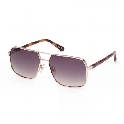GUESS GU0011932B58 Gafas de sol Navigator de metal para mujer con montura en oro pálido y lentes ahumadas degradadas de 58 mm