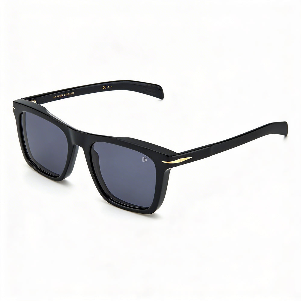 Gafas de sol David Beckham DB 7000/S para hombre, montura clásica de acetato negro y dorado, 51 mm, protección UV 400