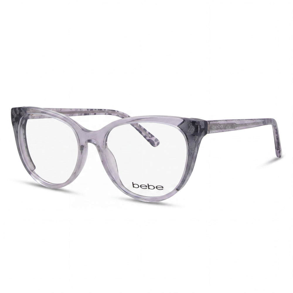 Bebe Bb5208 Women's Grey Animal Plastic Full Rim Cat Eye Optical Eyeglass Frame, 52mm Lens Width