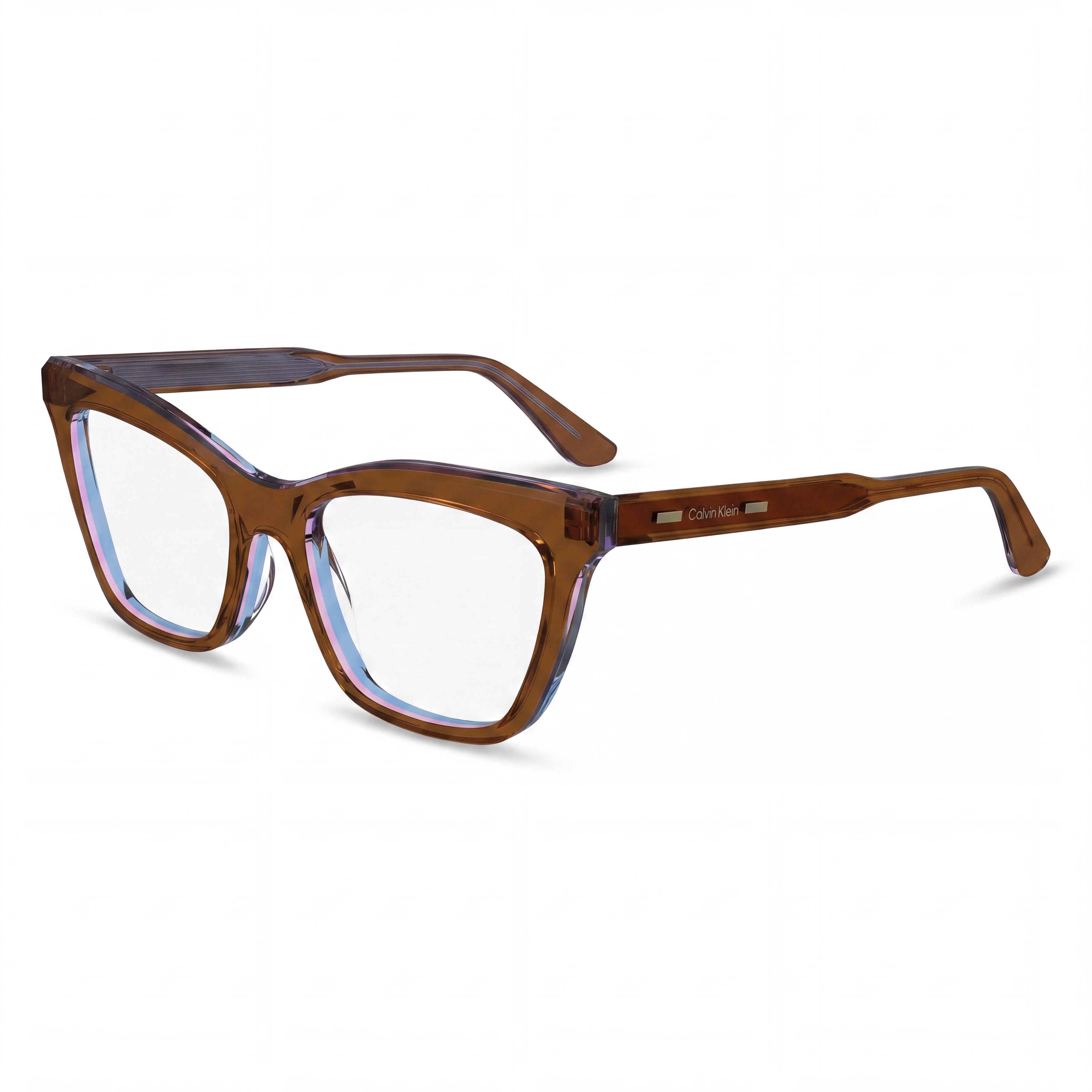 Calvin Klein Modern Women's Optical Eyeglasses featuring Acetate Frames in Brown Azure with 52mm Lens Width, Photo 1