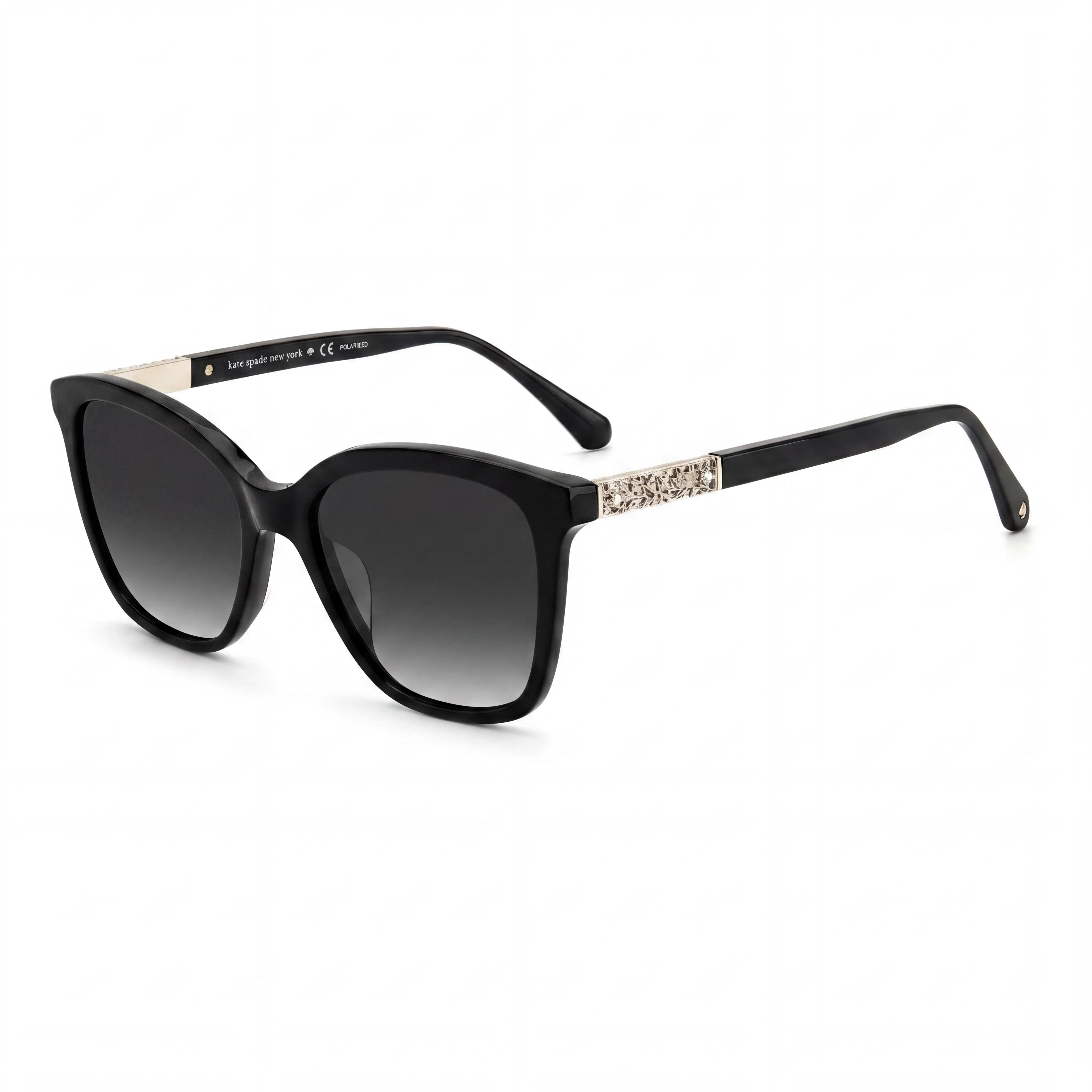 kate spade new york Reena/S Women's Acetate Frame Black 53mm Grey Shaded 100% UV Protection Sunglasses, Photo 1