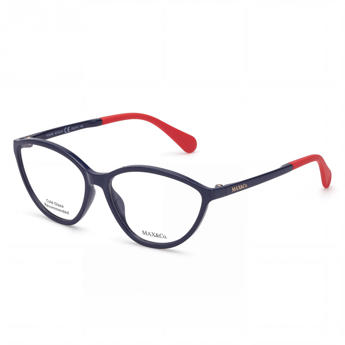 Max & Co. Modern Women's INJECTED Frame Eyeglasses with Shiny Blue Finish and Transparent Lenses 55-14-140, Photo 1