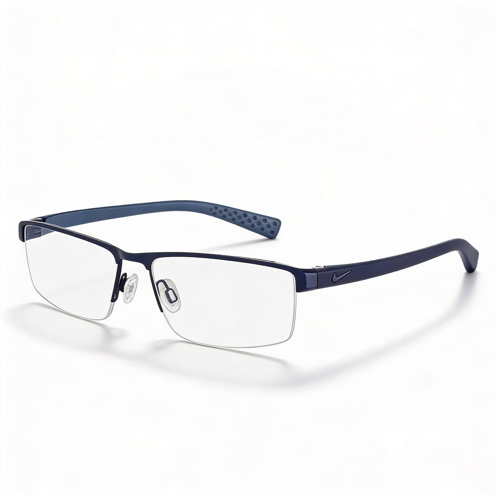 Nike Casual Men's Eyeglasses Frame with Satin Blue Fade, Transparent Plastic Lenses, Size 55-17-140