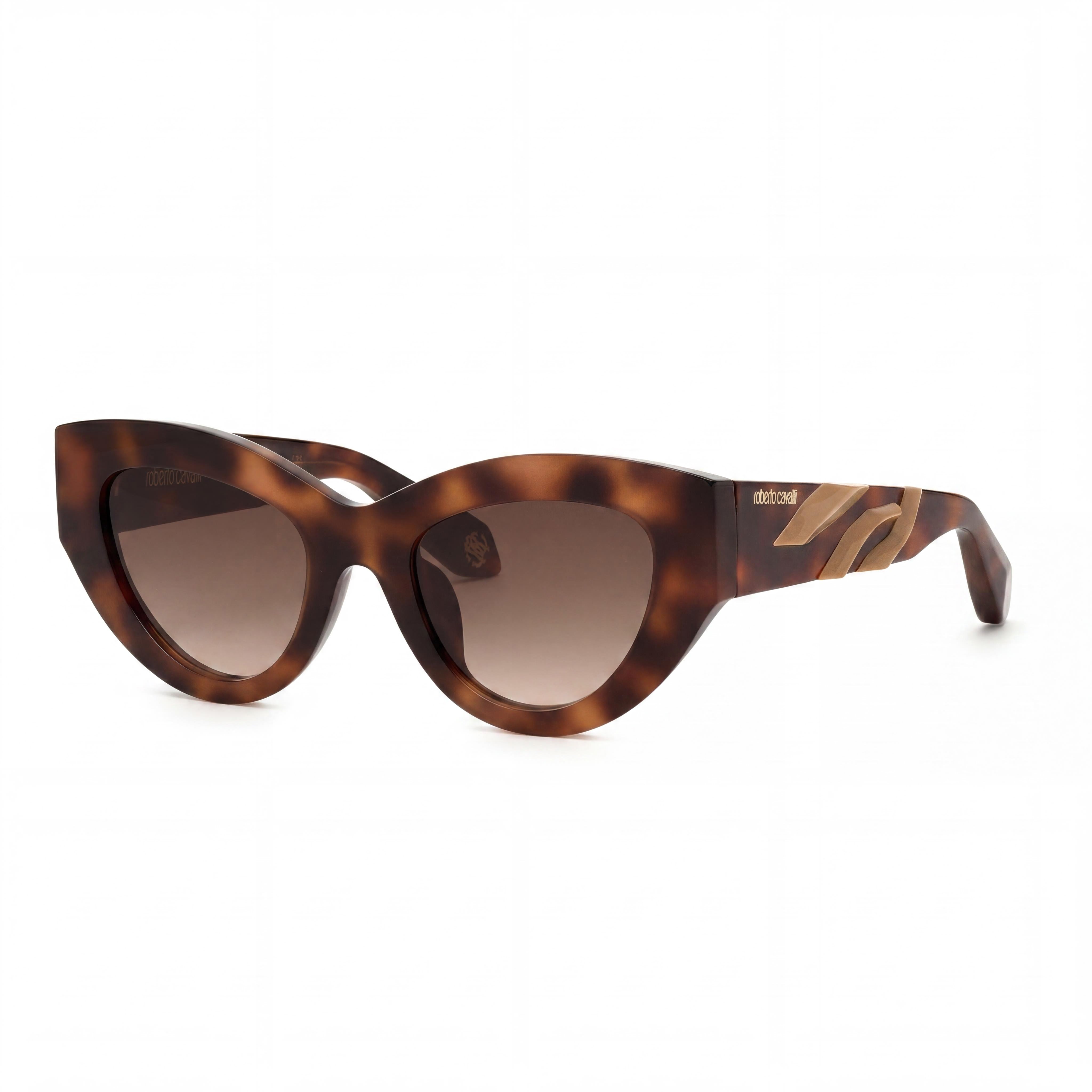 Just Cavalli Src009m Women's Shiny Vintage Havana Plastic UV Protected Sunglasses with Avana Scura Lucida Lenses 51mm, Photo 1