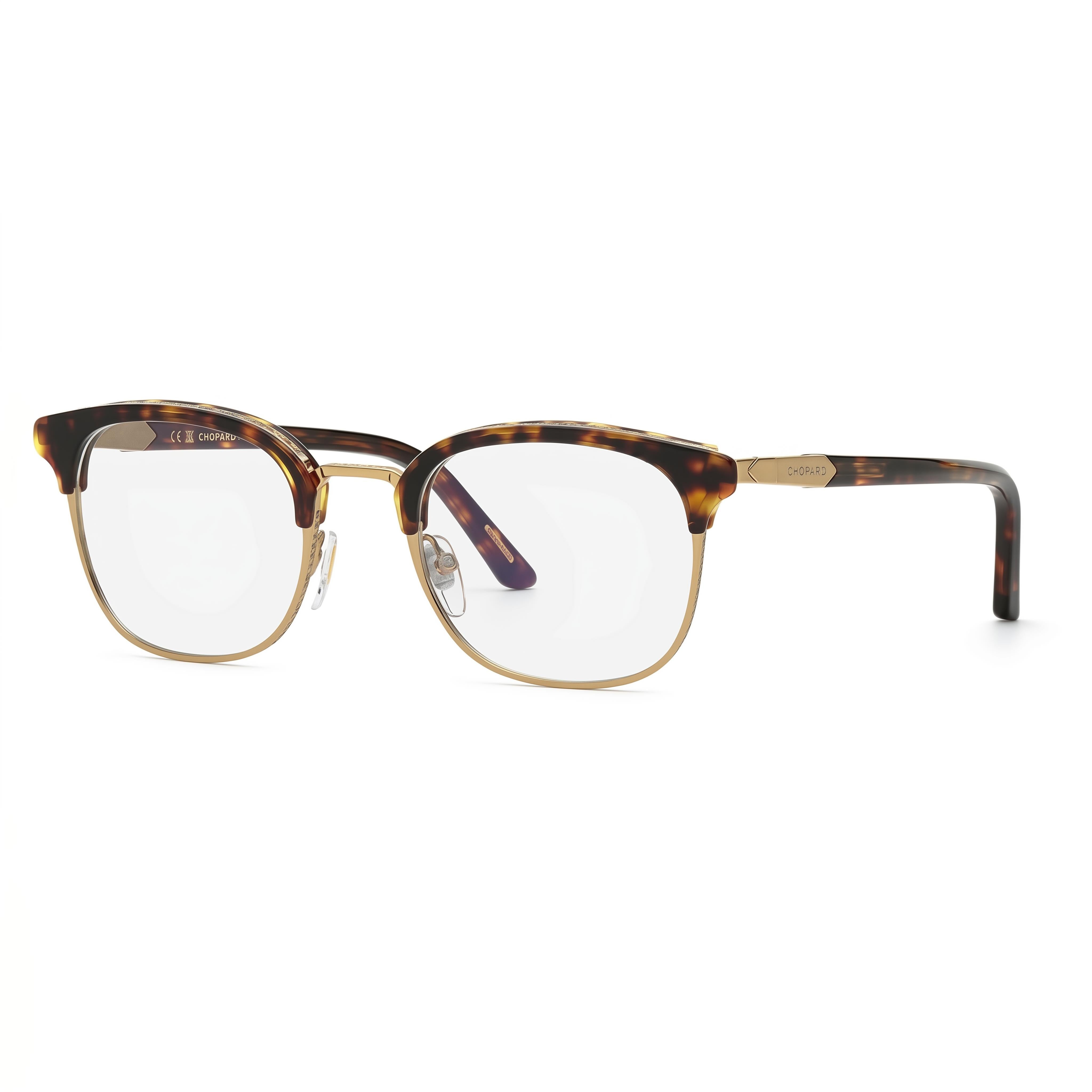 Gafas clásicas Chopard para hombre, con montura de metal y lentes no polarizadas, en color Havana oscuro brillante, 51 mm, Photo 1