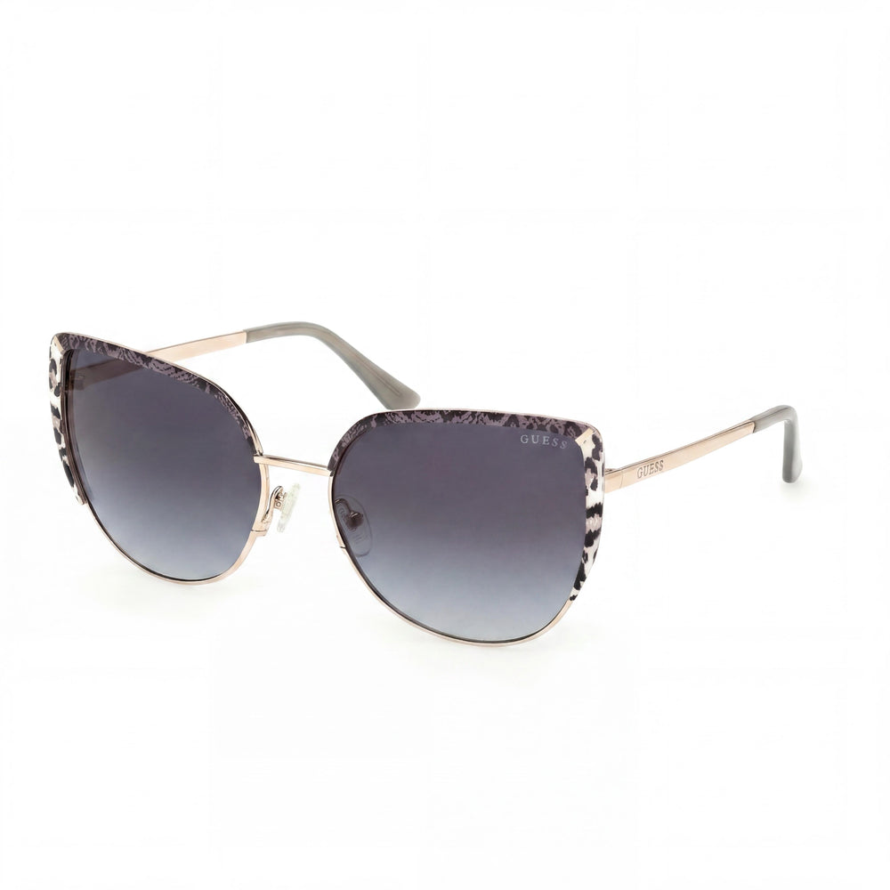GUESS GU00217 Gafas de sol de metal casuales para mujer con protección UV 400 no polarizadas, montura oro pálido, lentes ahumadas degradadas 59mm