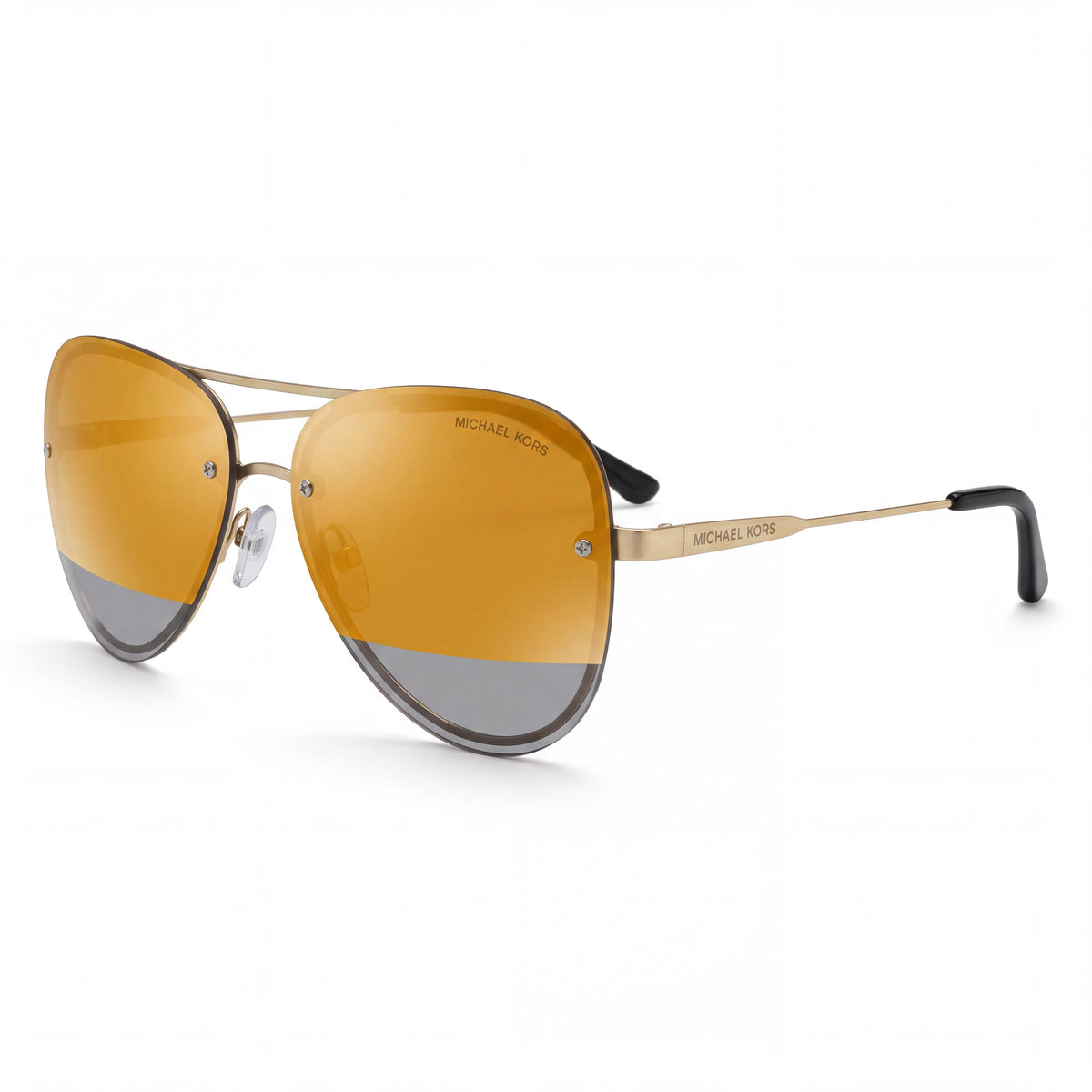 Michael Kors La Jolla 11681z Women's Pale Gold-tone Metal Aviator Gradient Block Gold Mirror UV Protection Sunglasses 59mm, Photo 1