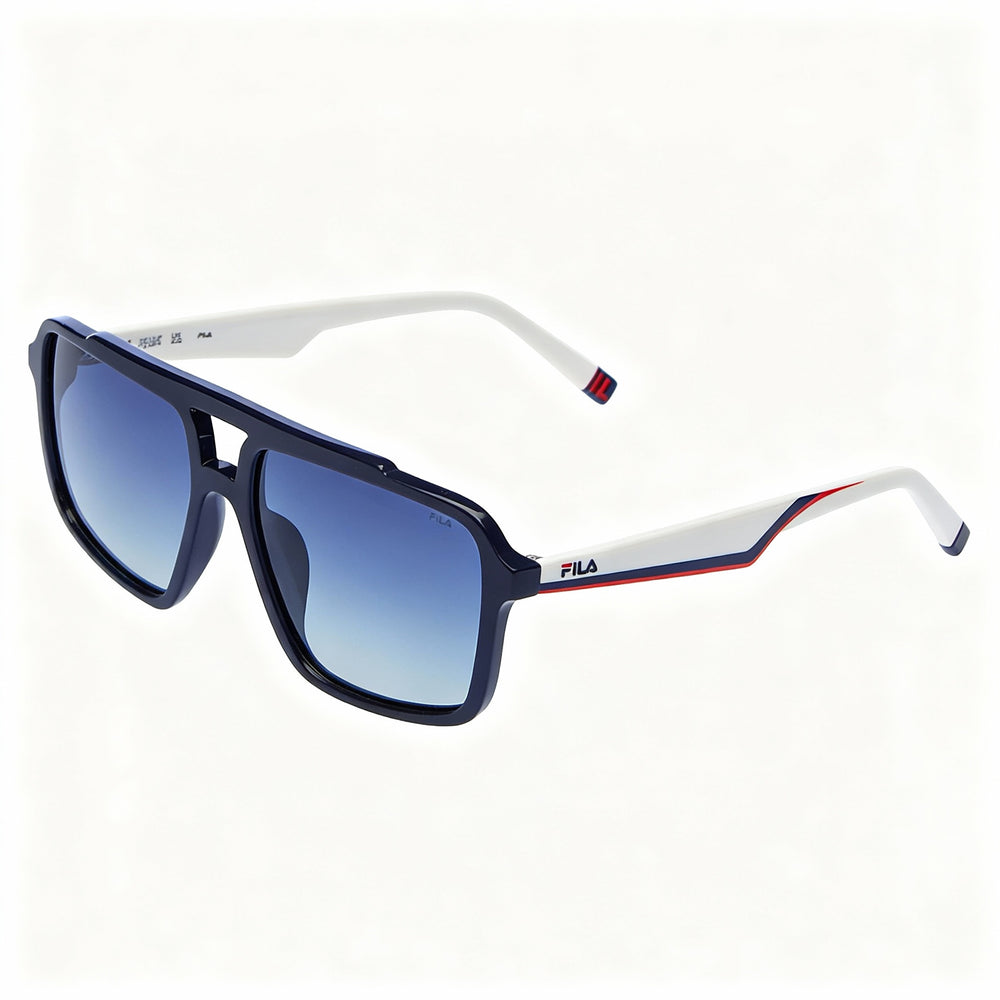 Fila SFI460 Navigator - Montura azul completa para hombre, lentes de triacetato de celulosa en degradado azul, no polarizadas, con protección UV, 57-16-145