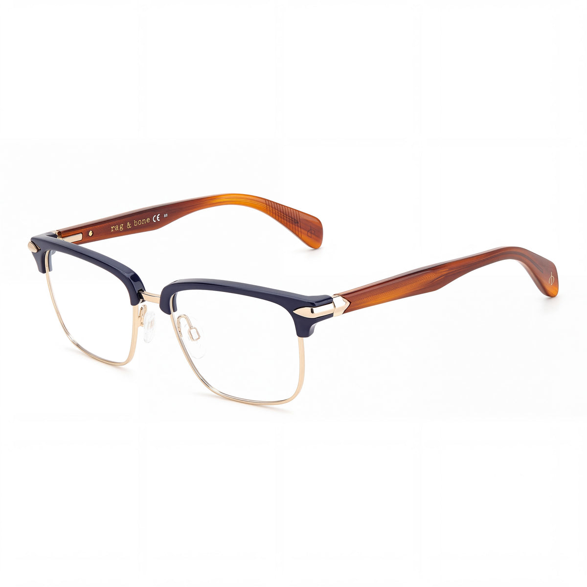 rag & bone Modern Men's Blue Brown Alloy Steel Non-Polarised Sunglasses 53mm, Photo 1