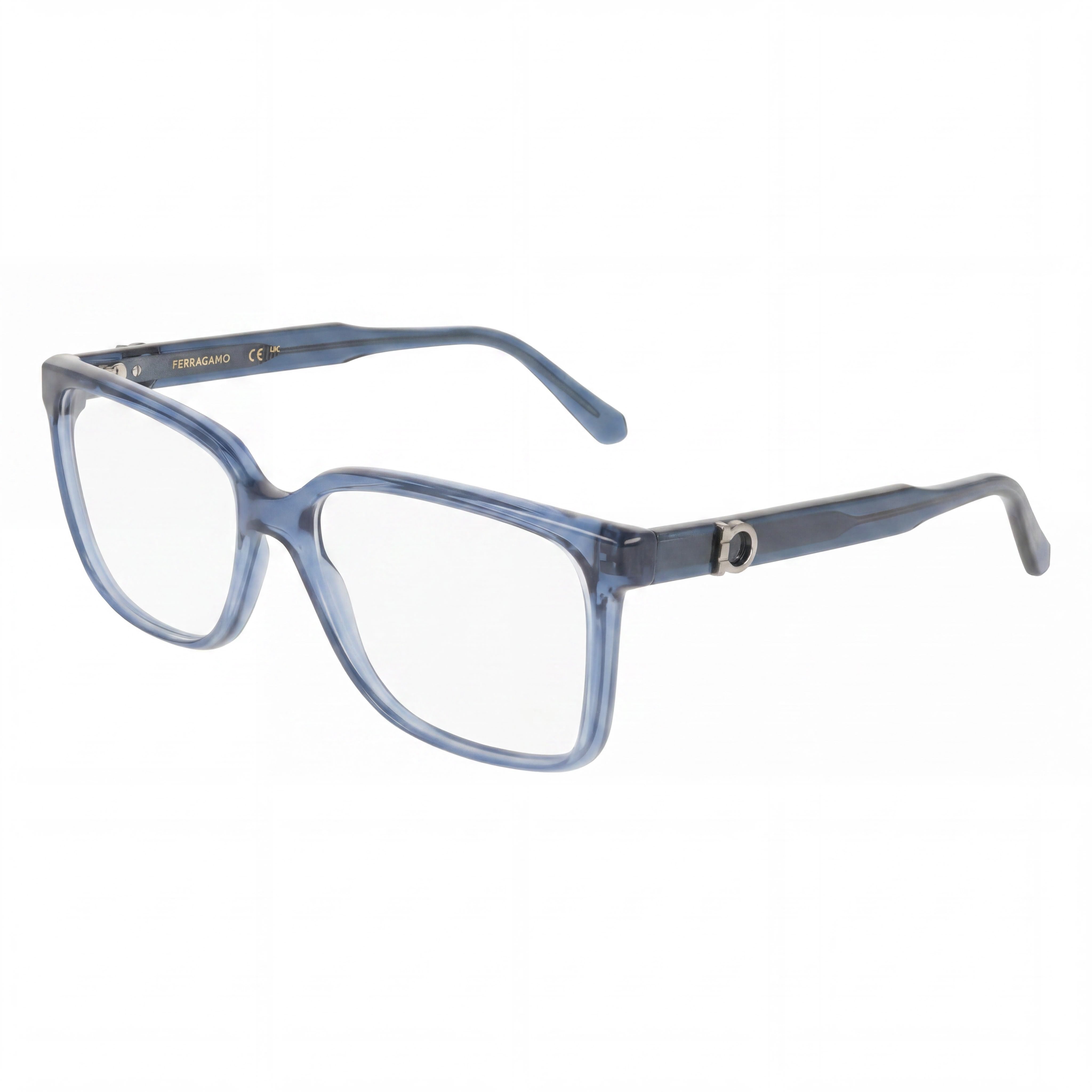 Ferragamo Men’s Casual SF3043E Ophthalmic Eyeglasses Transparent Blue Frame (Acetate or Metal) 57-16-145, Photo 1