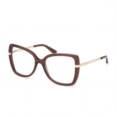 Guess Gu50245 Women's Dark Brown / Pale Gold Plastic Frame Eyewear with Dark Brown Polycarbonate Lenses 54mm