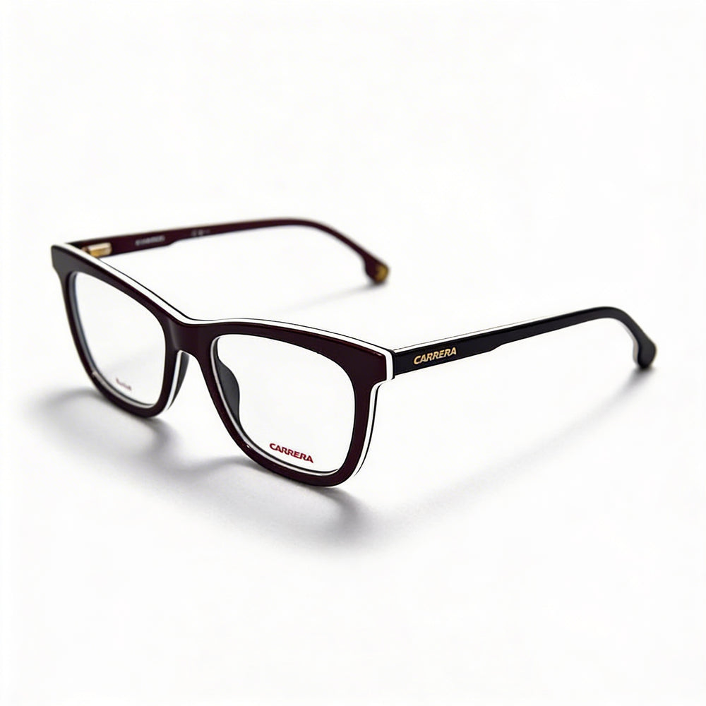 Gafas Unisex Carrera 1107/V con montura de acetato ópalo burdeos, lentes transparentes sin policarbonato, tamaño 50-17-140mm